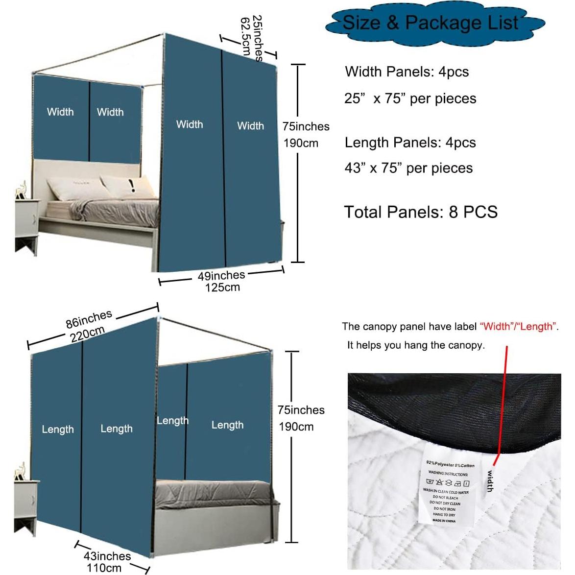 Cortinas de Cama Canopy Akiky Arcoíris 8 Paneles Twin con Luces LED