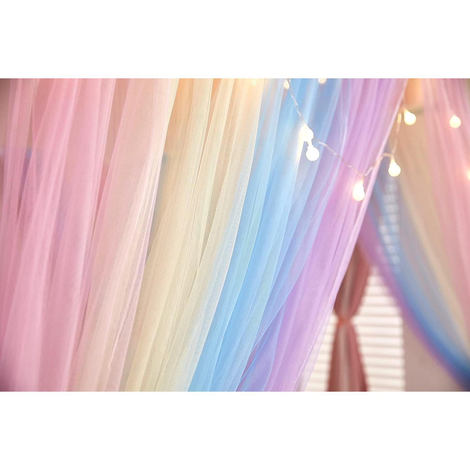 Cortinas de Cama Canopy Akiky Arcoíris 8 Paneles Twin con Luces LED