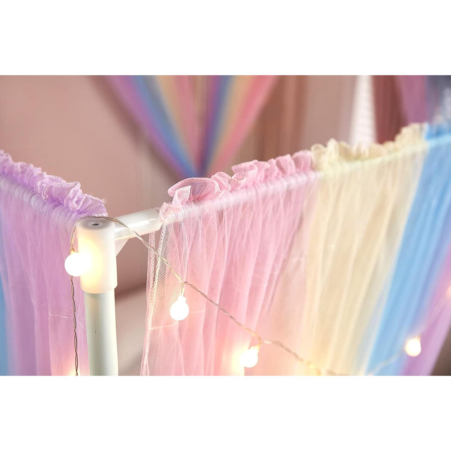 Cortinas de Cama Canopy Akiky Arcoíris 8 Paneles Twin con Luces LED