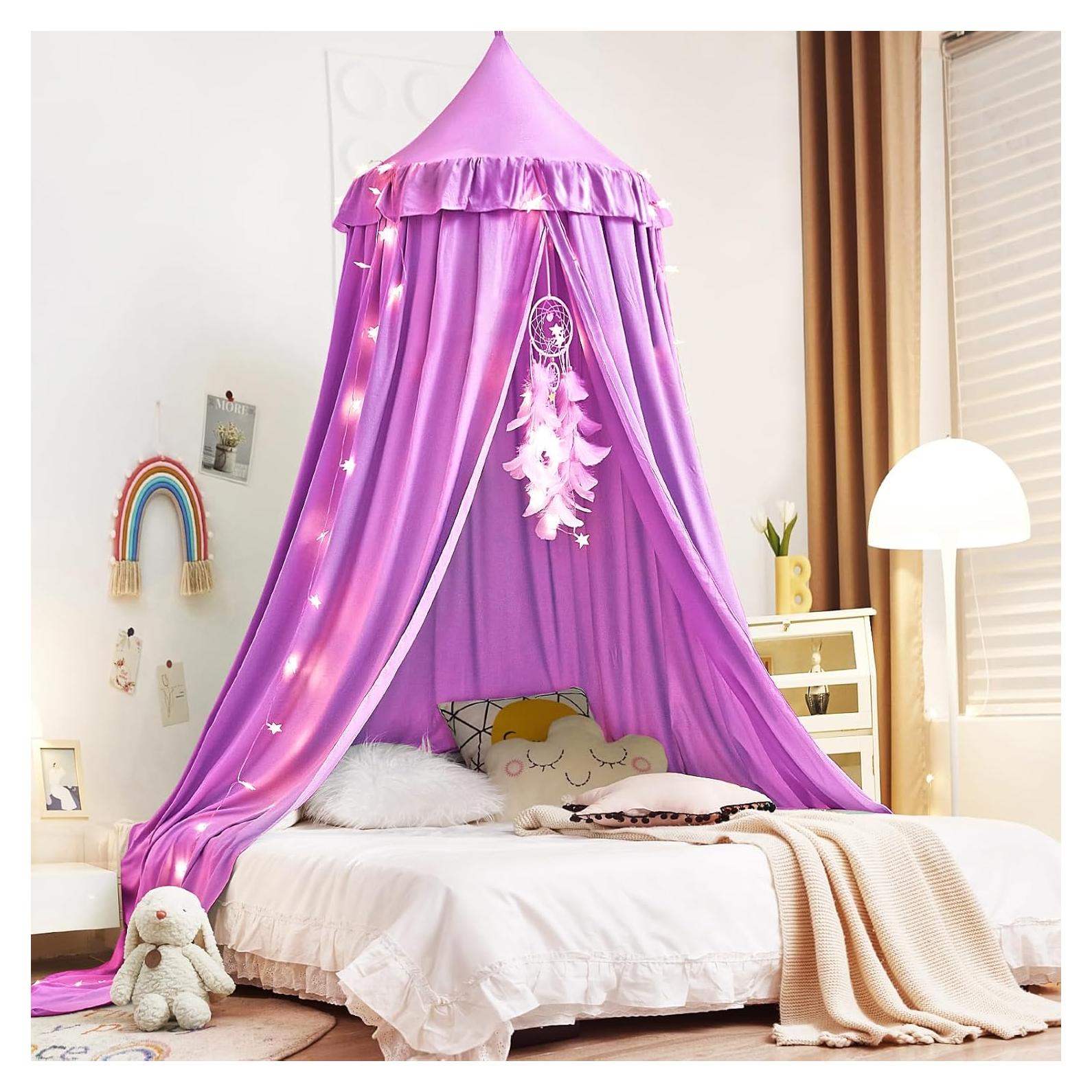 Kertnic Canopy para Cama de Niñas Morado 270cm Antimosquitos