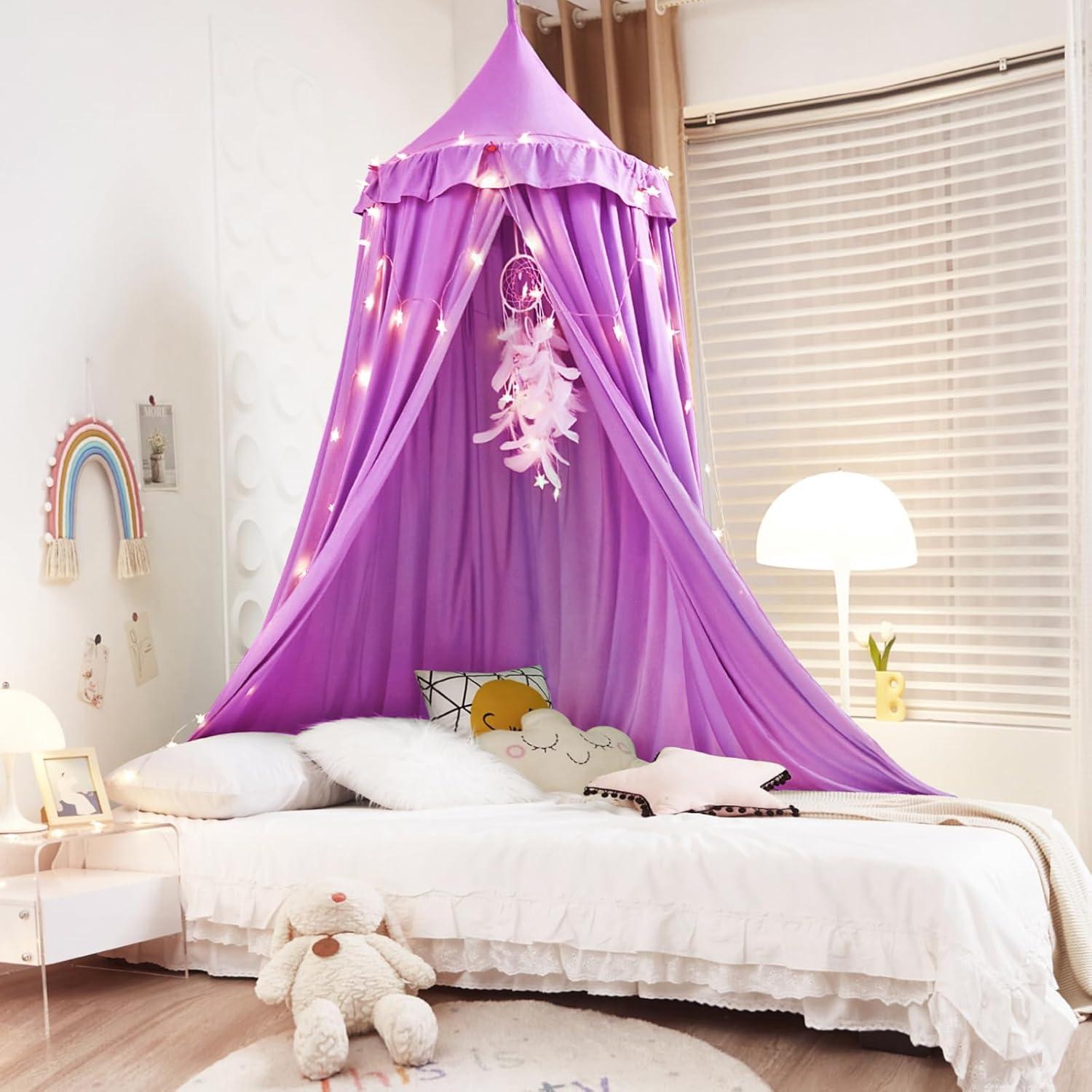 Kertnic Canopy para Cama de Niñas Morado 270cm Antimosquitos