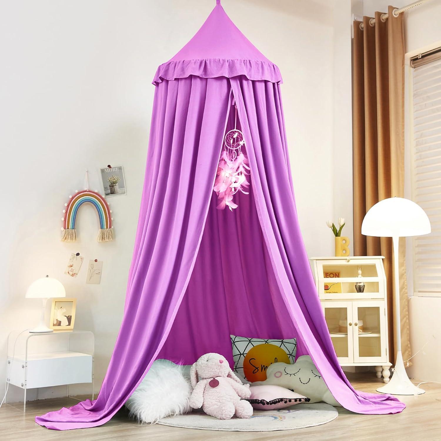 Kertnic Canopy para Cama de Niñas Morado 270cm Antimosquitos