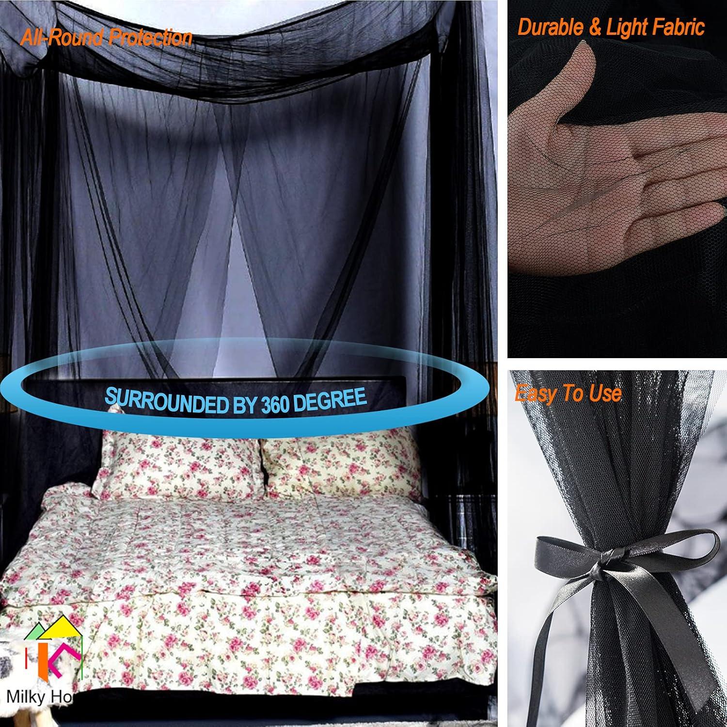 Dosel de Cama de Malla Negra Milky House 210x190 cm