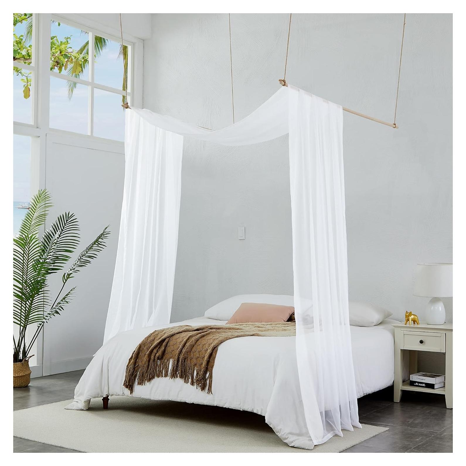 Cortinas de Dosel de Cama Blanco 55x144 cm WARM HOME DESIGNS