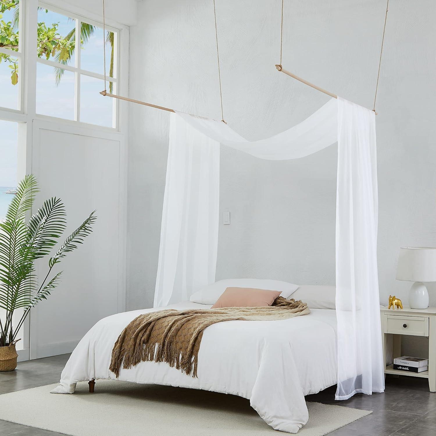 Cortinas de Dosel de Cama Blanco 55x144 cm WARM HOME DESIGNS