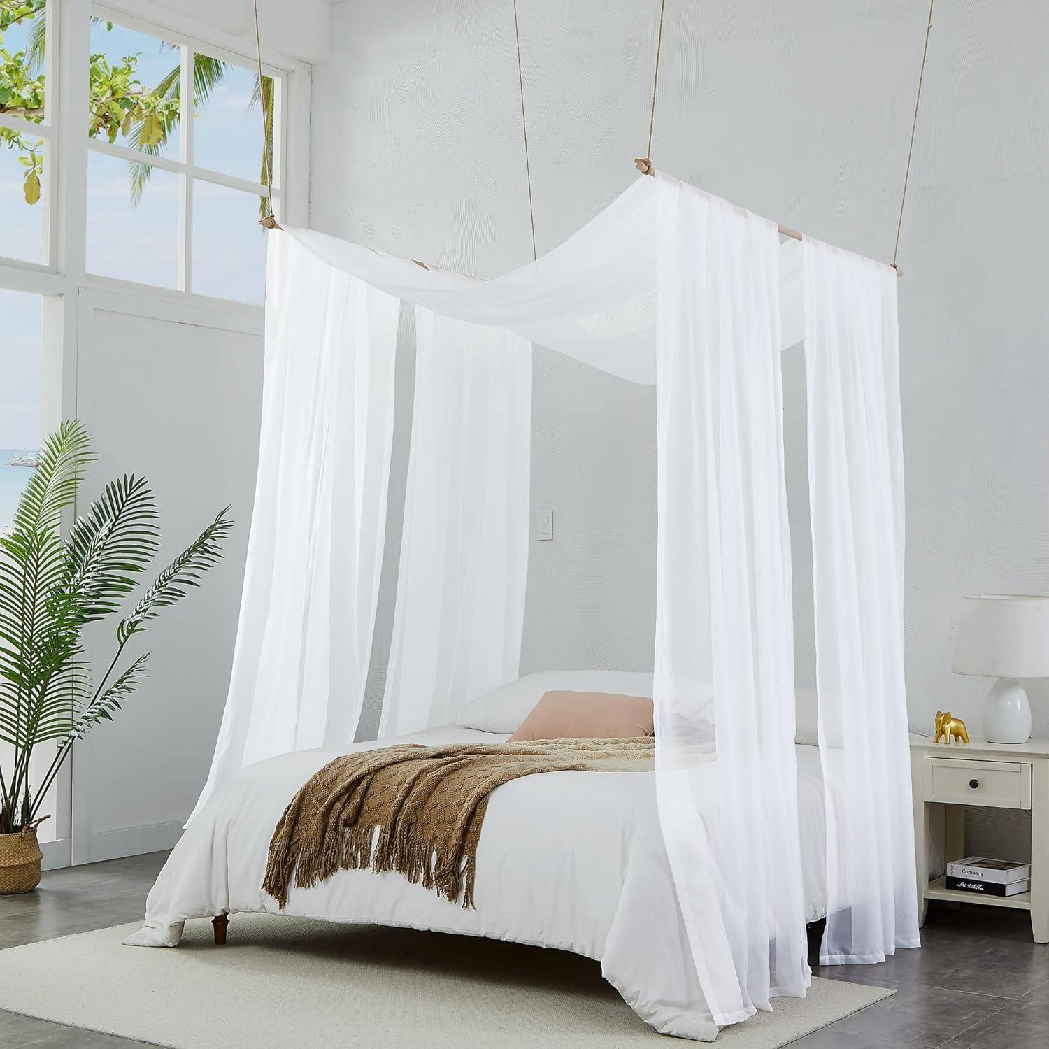 Cortinas de Dosel de Cama Blanco 55x144 cm WARM HOME DESIGNS