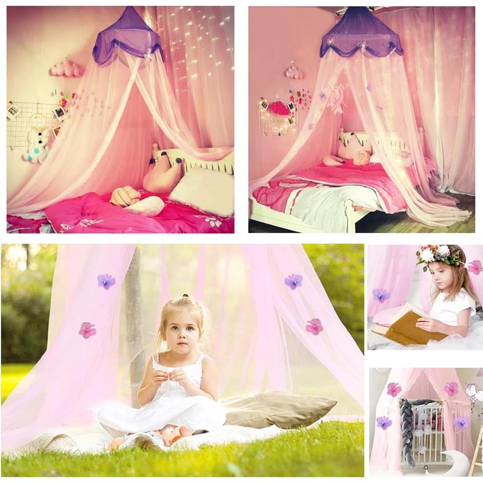 Cortina de Dosel para Cama Niñas NYDECOR Rosa y Morado 270cm