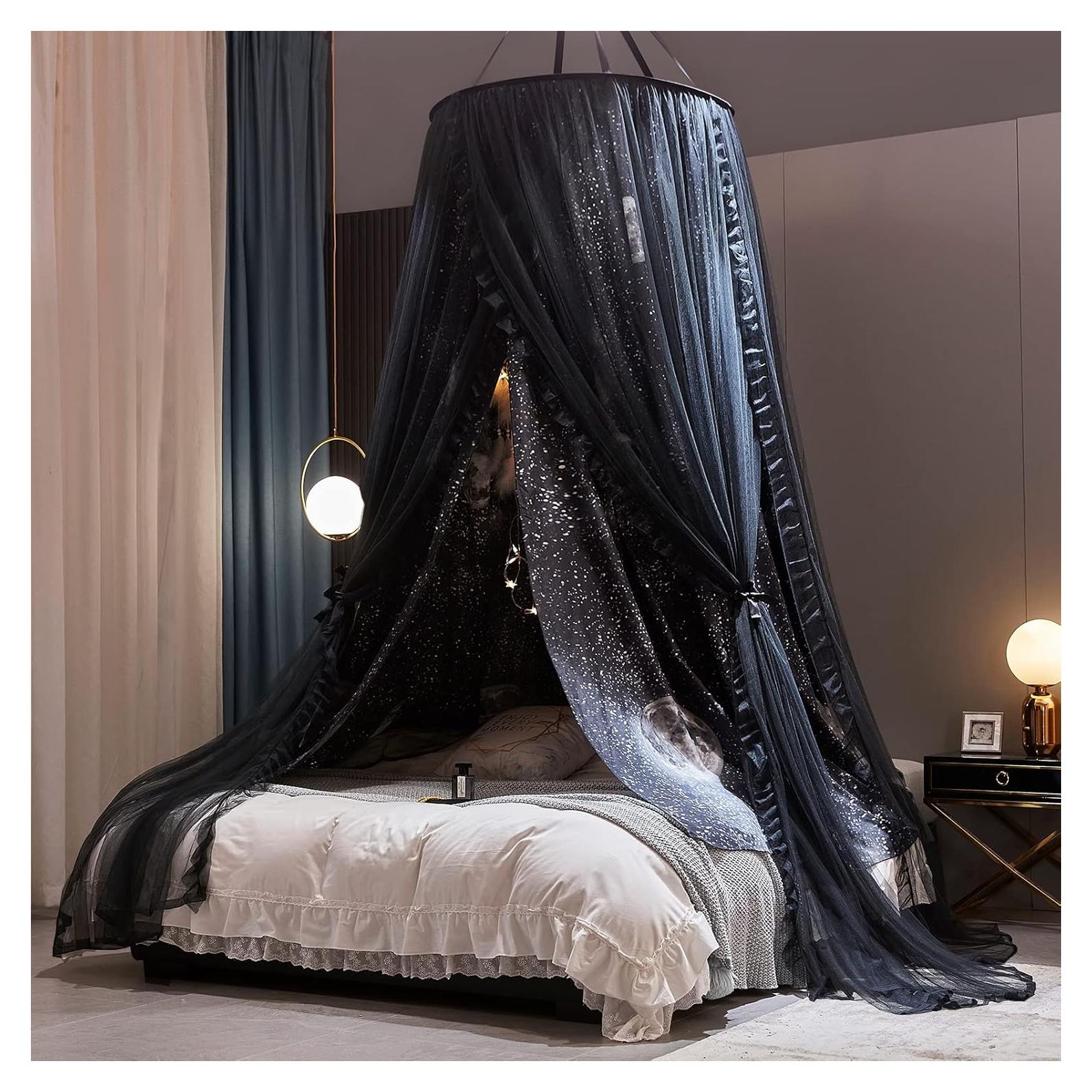 Dosel de Cama Kertnic Redondo con Mosquitero Impresión Luna