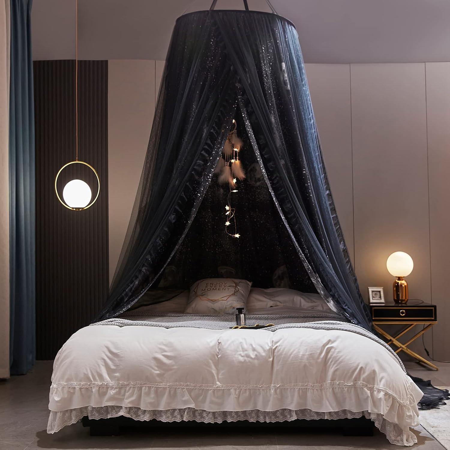 Dosel de Cama Kertnic Redondo con Mosquitero Impresión Luna