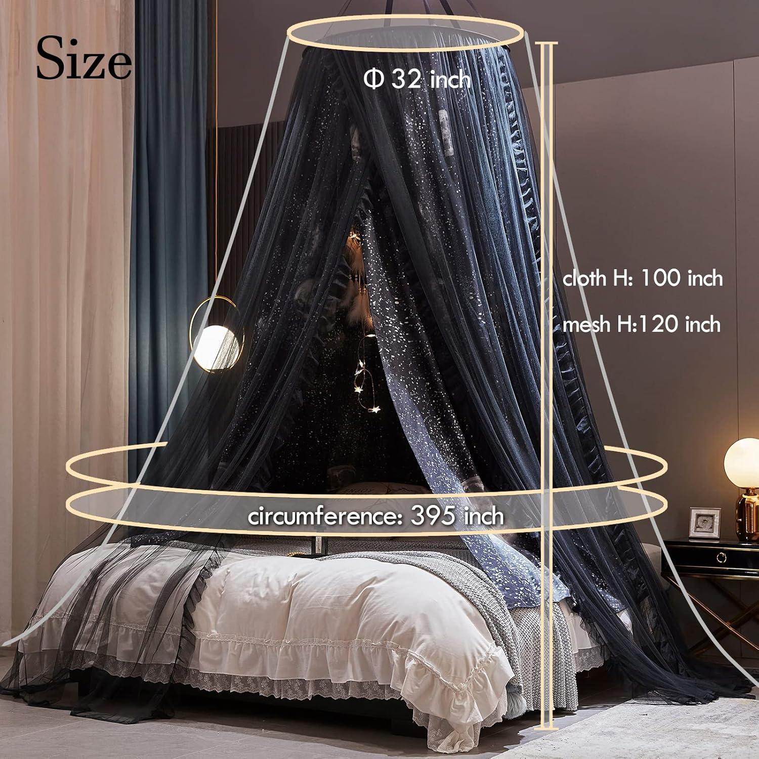 Dosel de Cama Kertnic Redondo con Mosquitero Impresión Luna