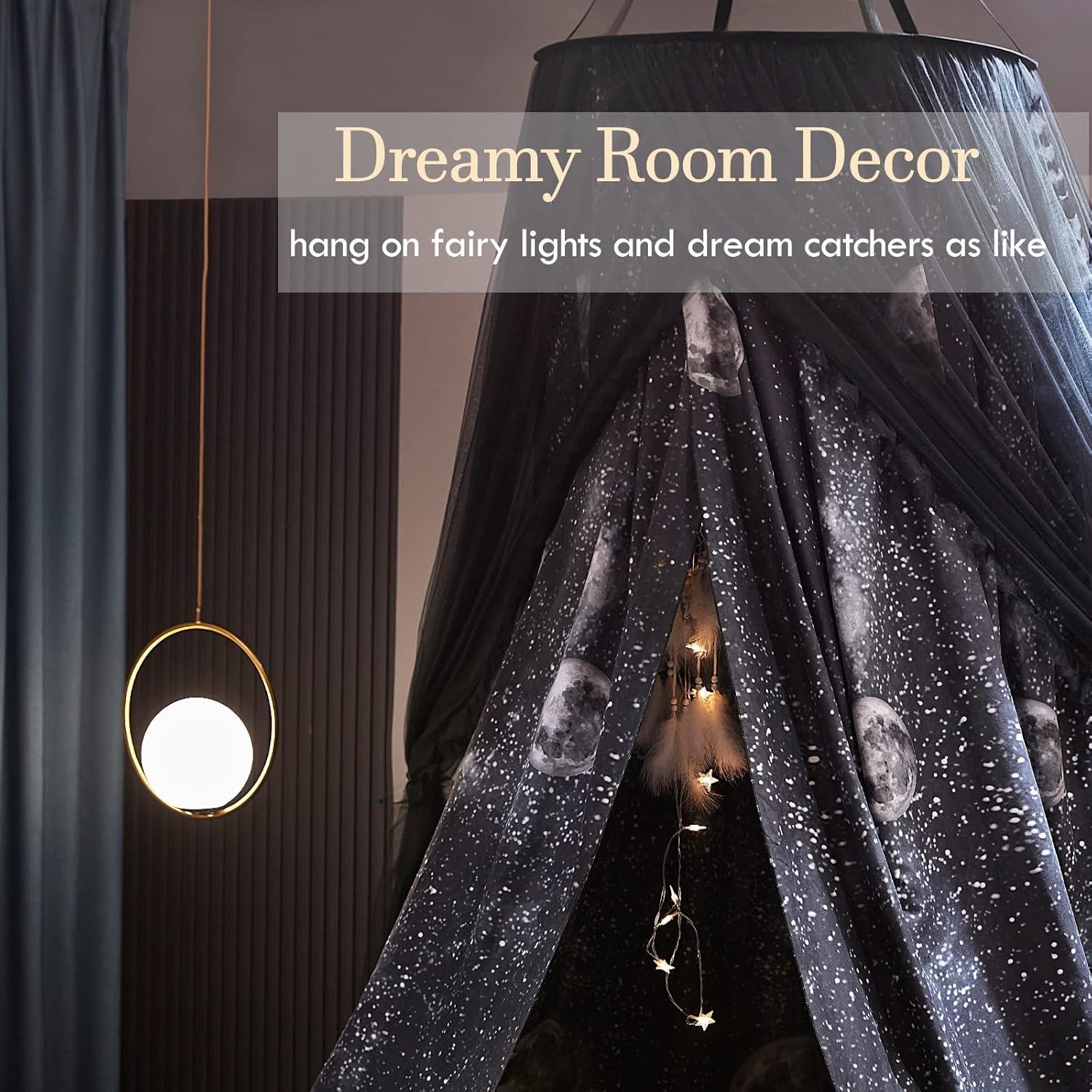 Dosel de Cama Kertnic Redondo con Mosquitero Impresión Luna