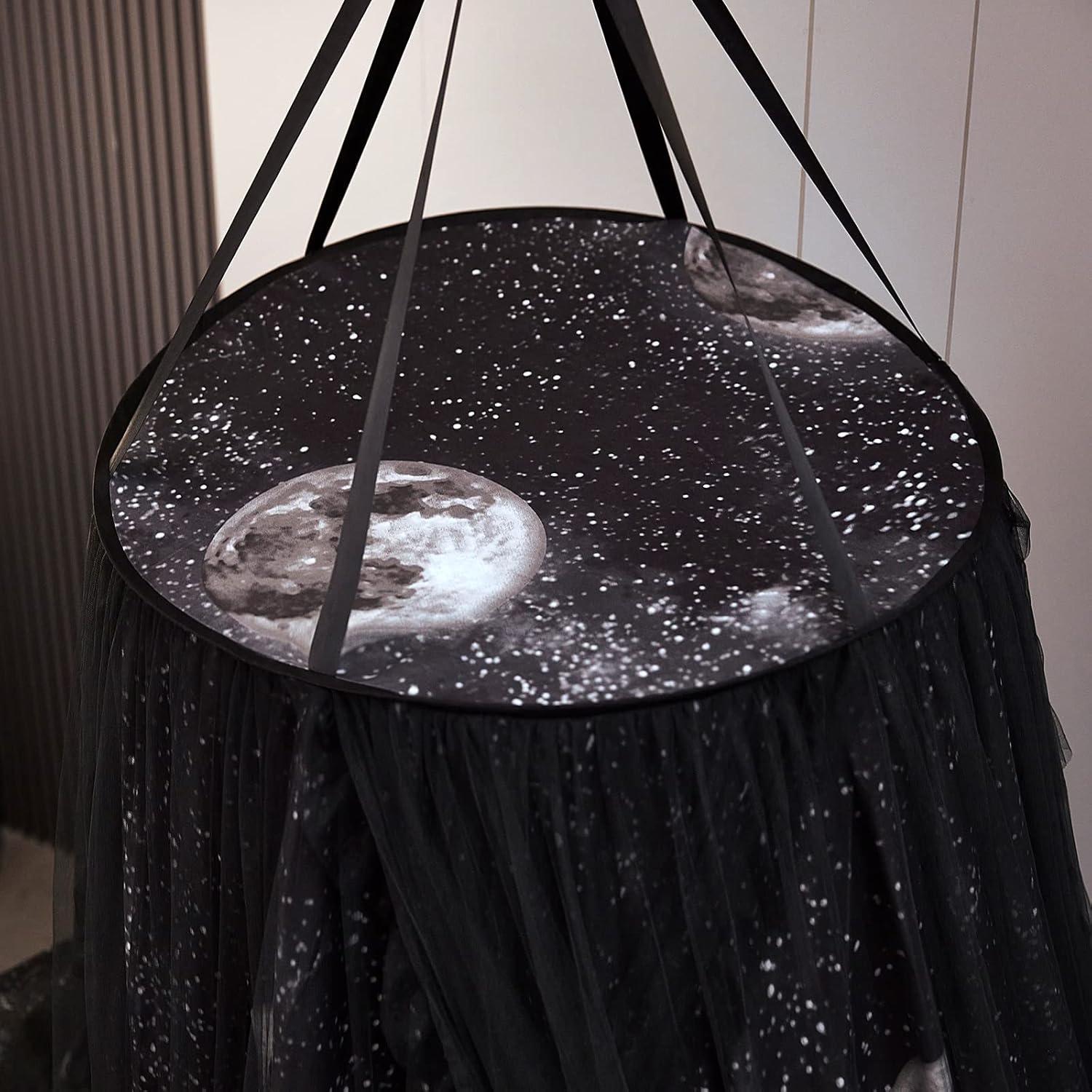 Dosel de Cama Kertnic Redondo con Mosquitero Impresión Luna