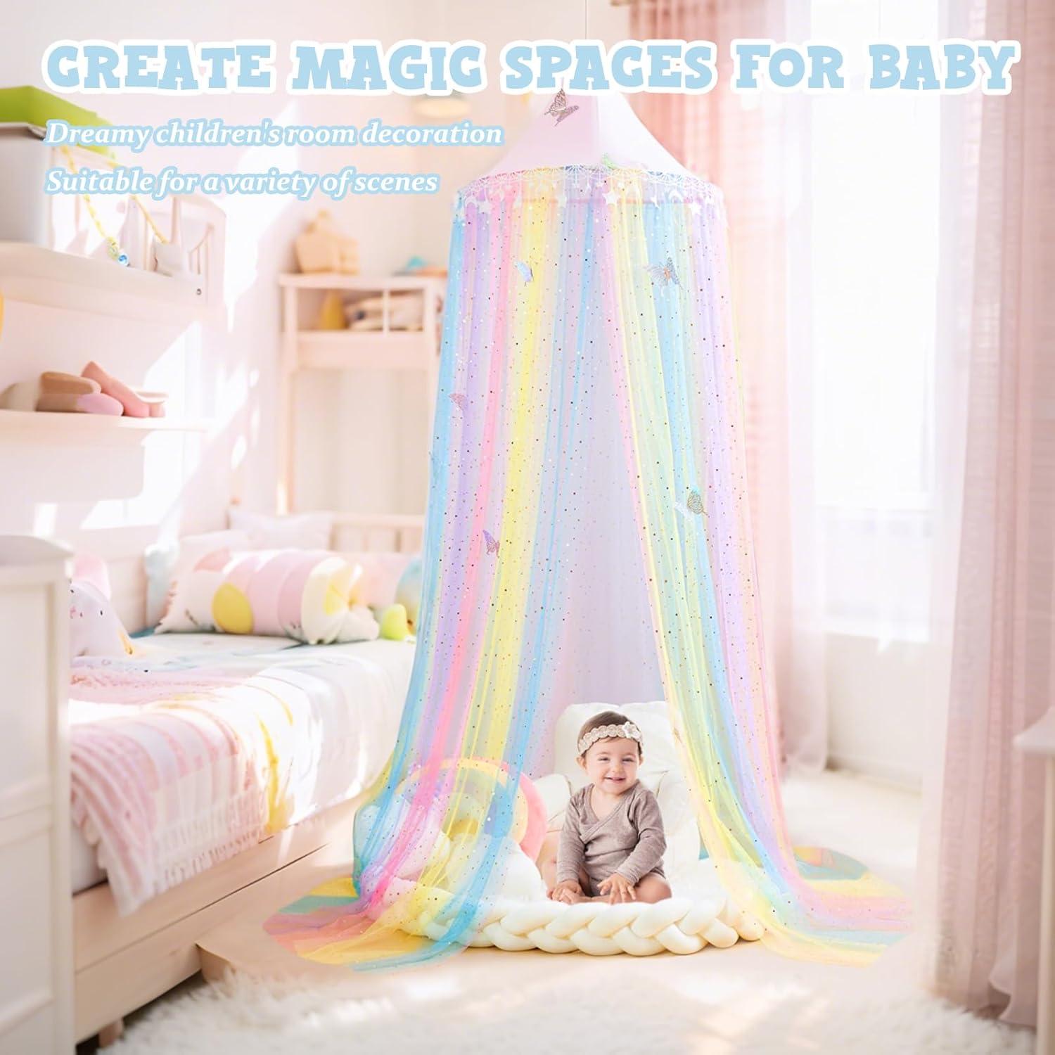 Dosel de Cama Arcoíris STAOLENE 238.8 cm con Estrellas y Luna