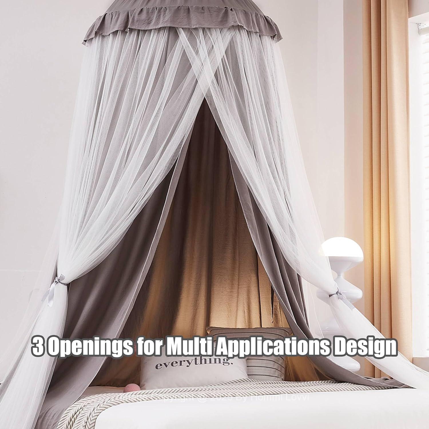 Dosel de Cama Hommi Lovvi Gris con Luces de Estrellas 280 cm