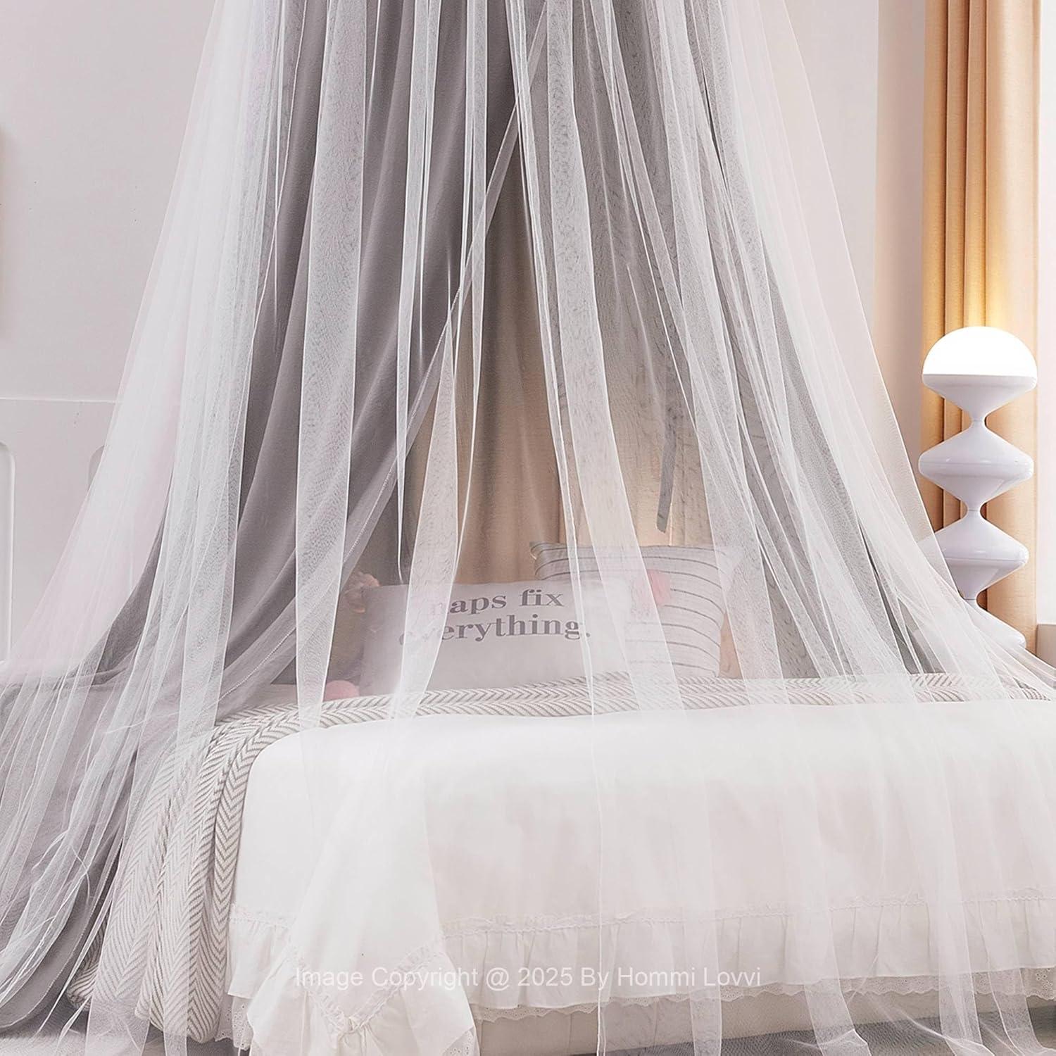 Dosel de Cama Hommi Lovvi Gris con Luces de Estrellas 280 cm