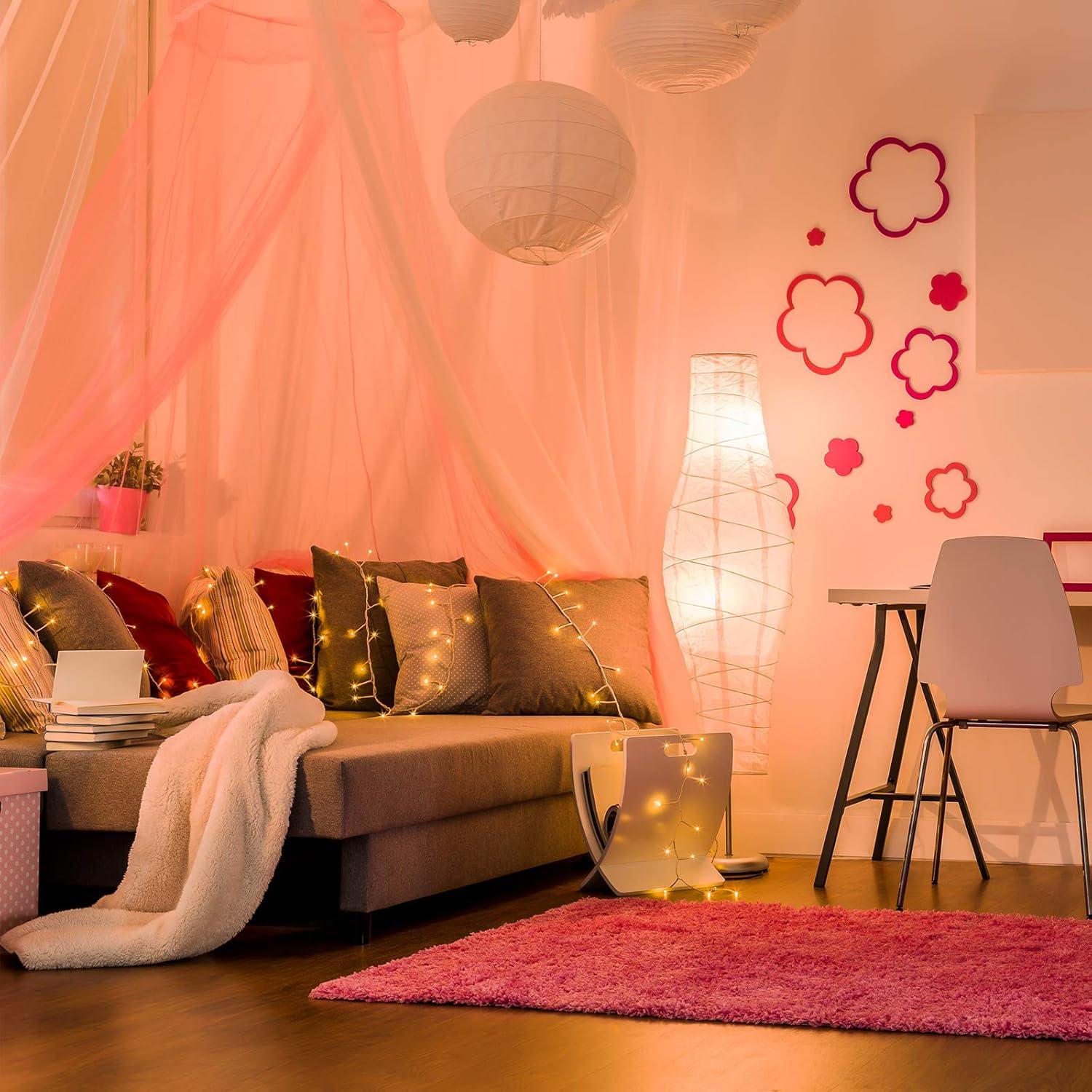 Dosel Colgante Tatuo Rosa con Luz LED y Guirnalda 4m