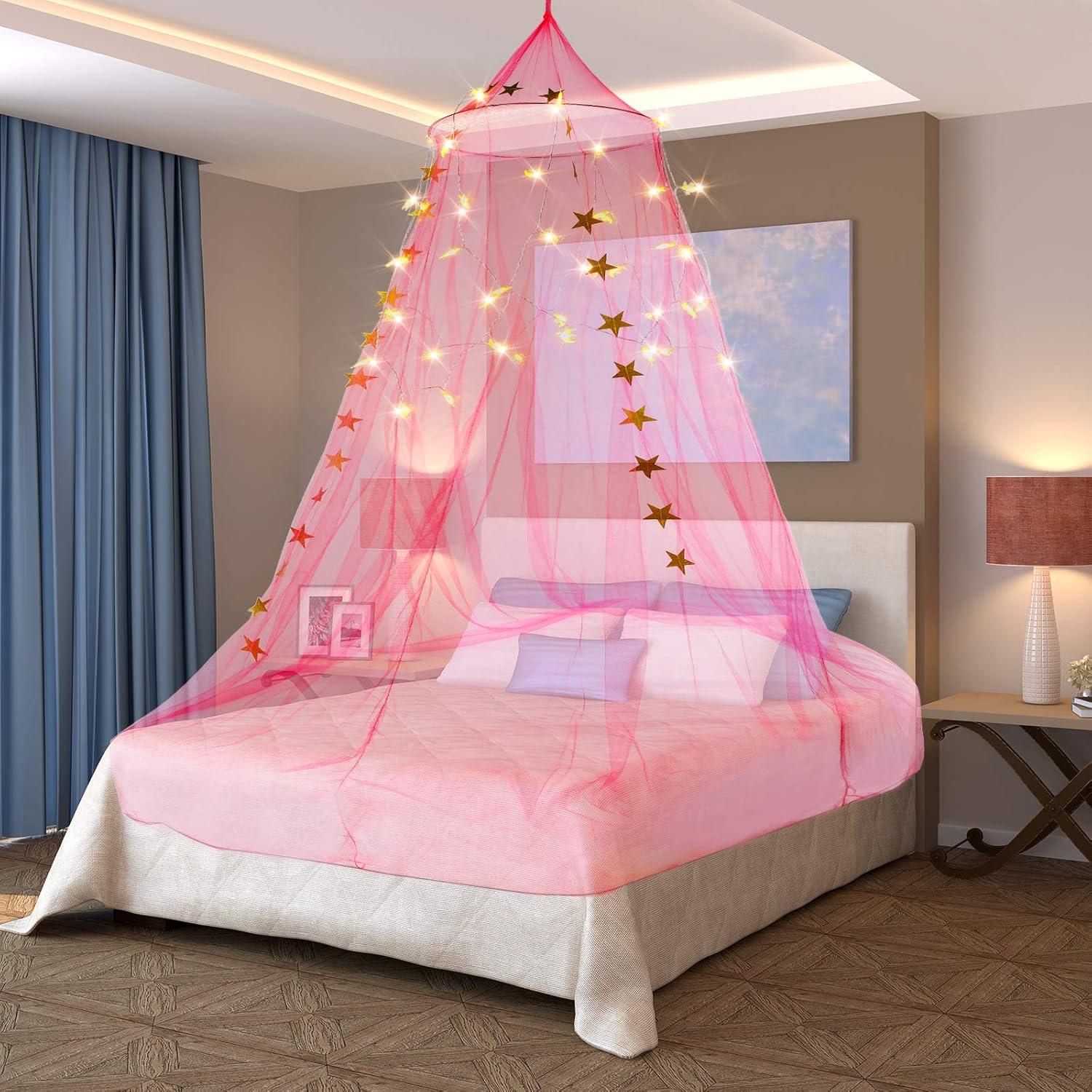 Dosel Colgante Tatuo Rosa con Luz LED y Guirnalda 4m