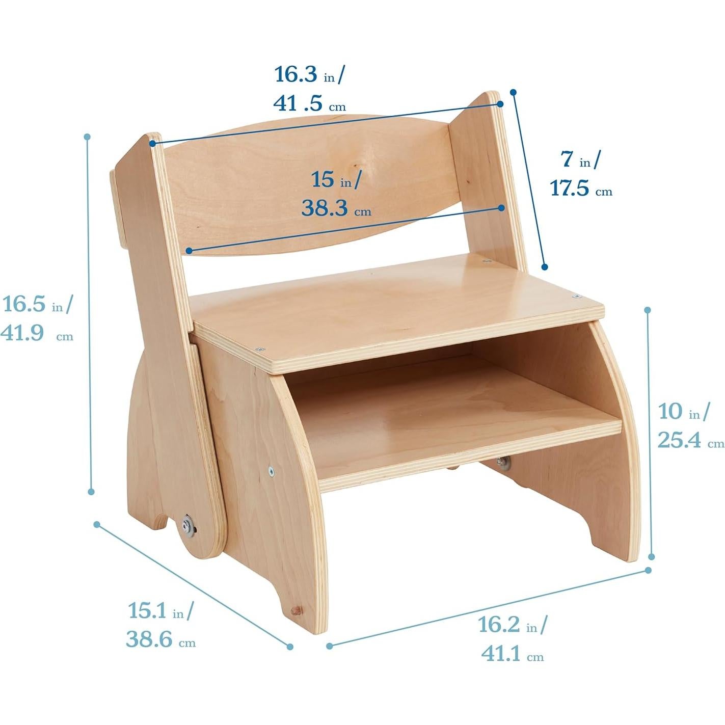 Taburete y Silla Plegable ECR4Kids Natural para Niños