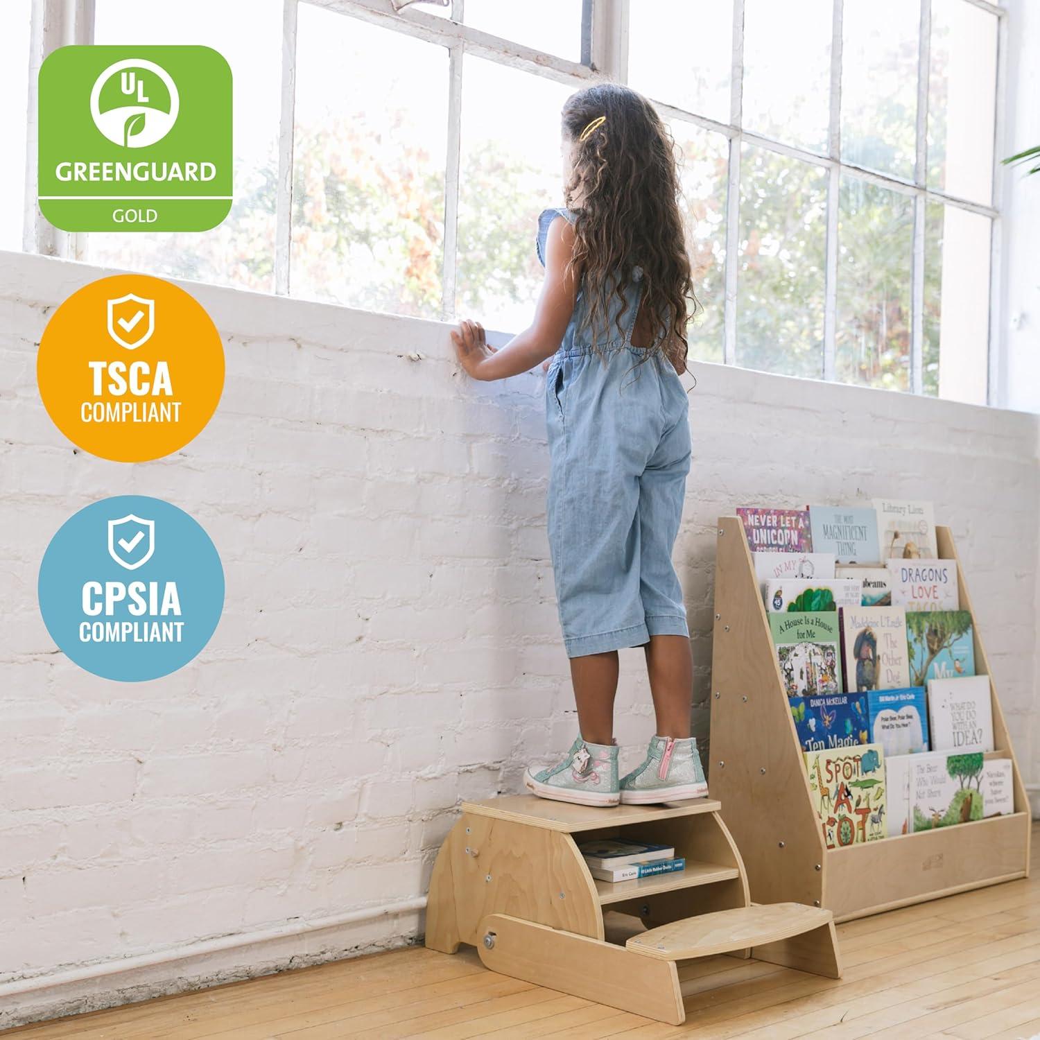 Taburete y Silla Plegable ECR4Kids Natural para Niños