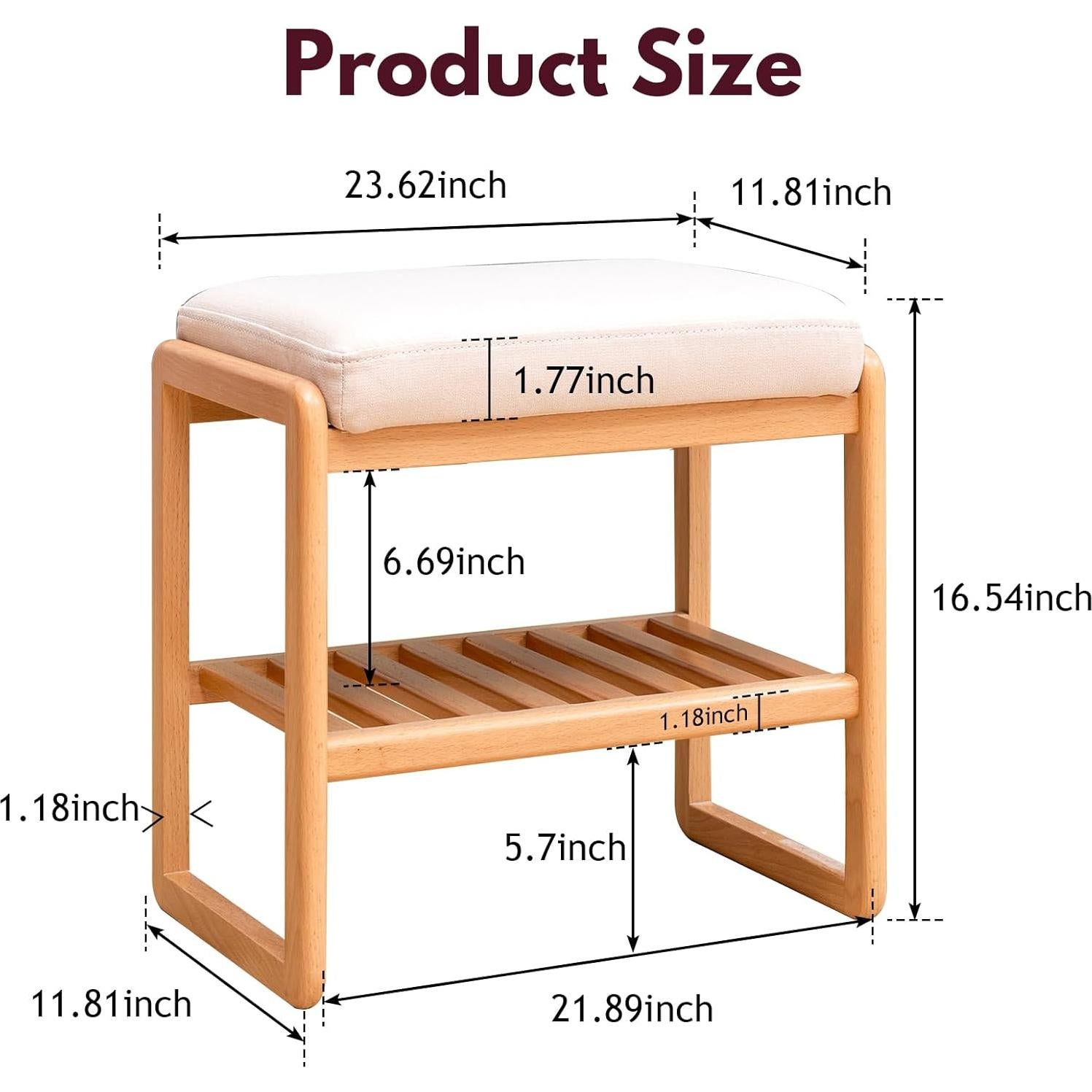 Banco de Almacenamiento para Zapatos Bamskov 60 cm Natural