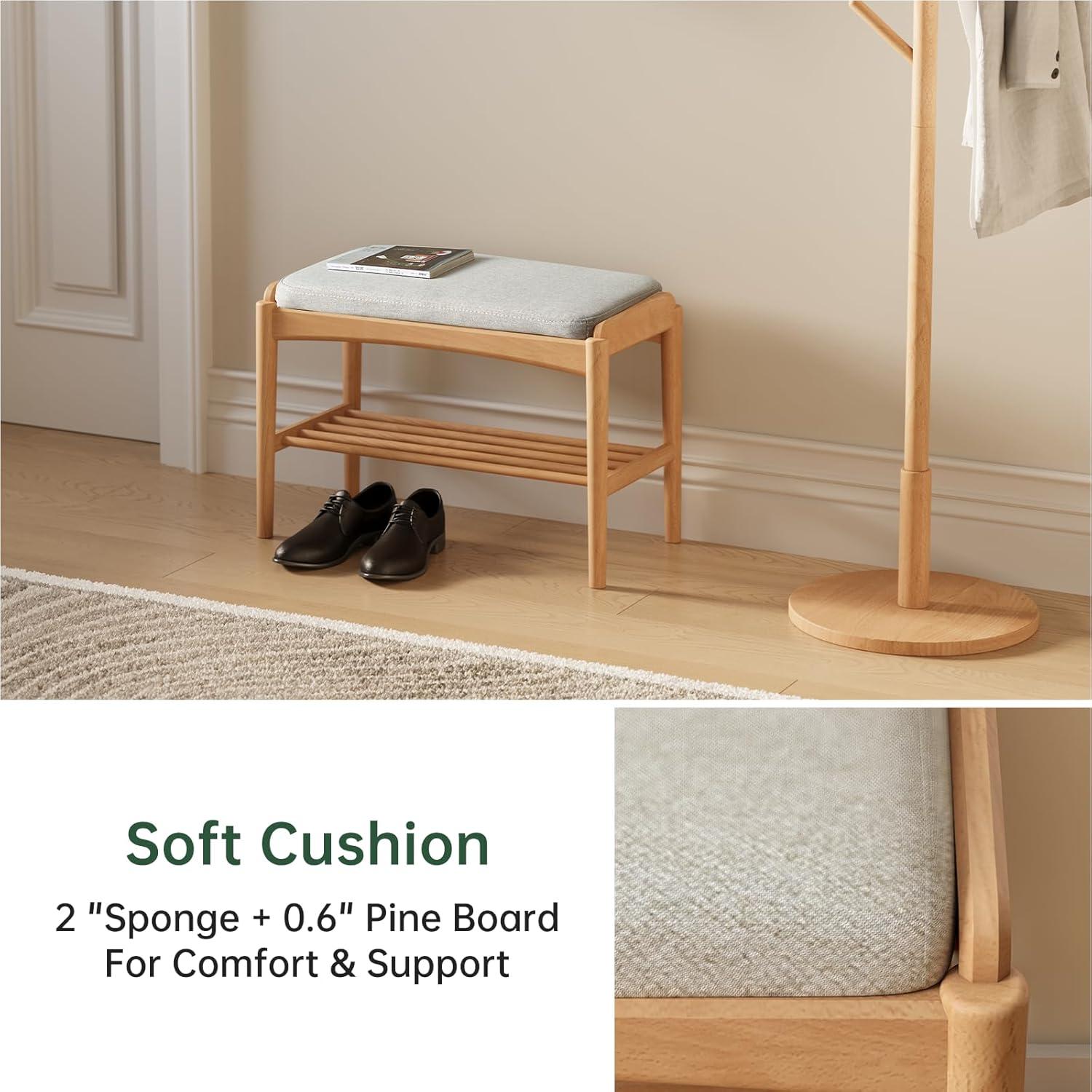 Banco de Zapatos de Madera Haya Wayshome 60x30x42 cm Natural