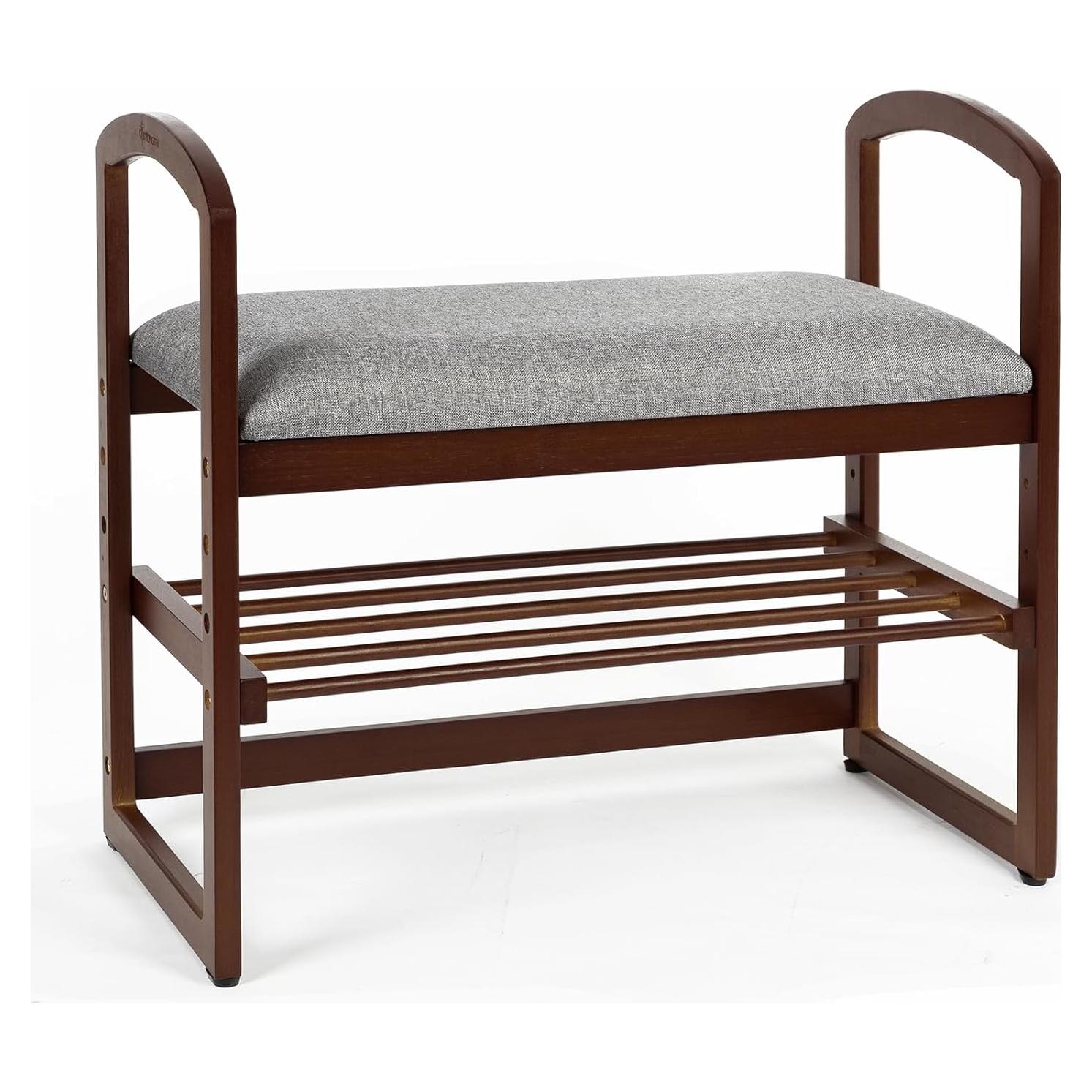 Banco de Entrada StrongTek de Bambú con Cojín 35.56 cm