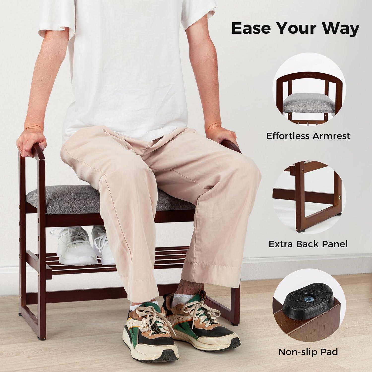 Banco de Entrada StrongTek de Bambú con Cojín 35.56 cm