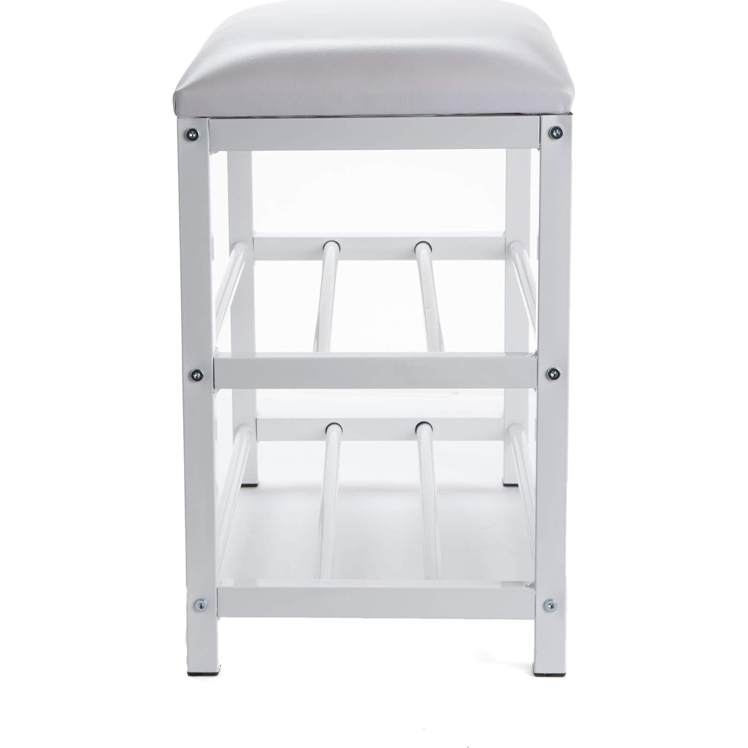 Banco para zapatos Mind Reader, metal blanco, 59.69x29.97x50.53 cm