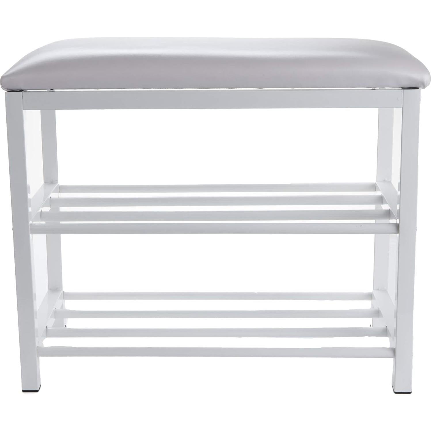 Banco para zapatos Mind Reader, metal blanco, 59.69x29.97x50.53 cm