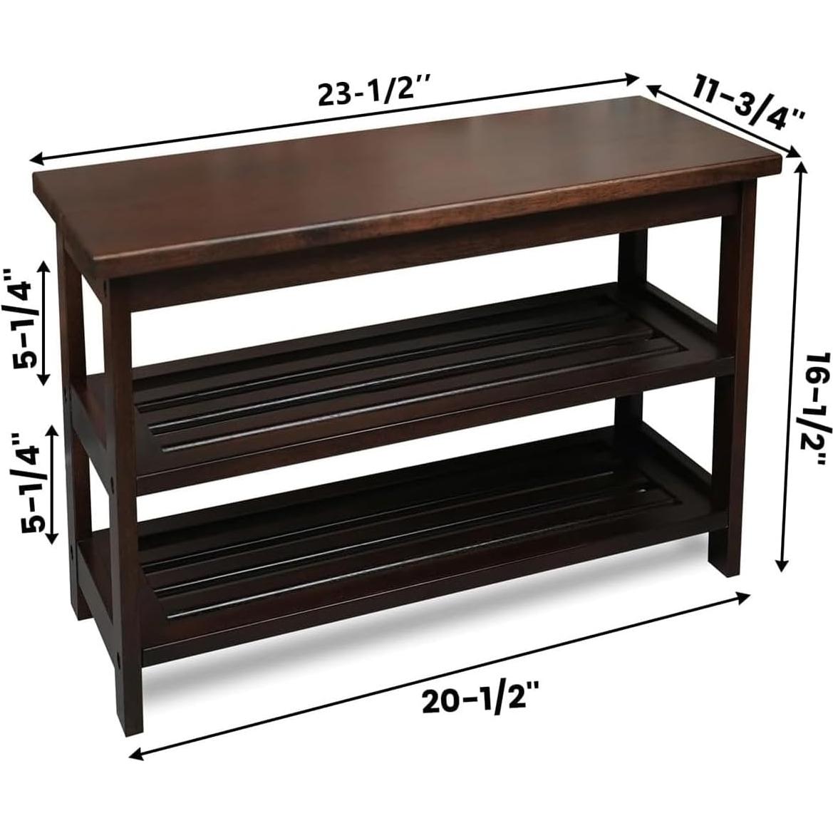 Banco de Zapatos CONSDAN de Madera Nogal Oscuro 3 Niveles