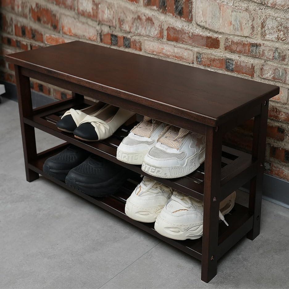 Banco de Zapatos CONSDAN de Madera Nogal Oscuro 3 Niveles