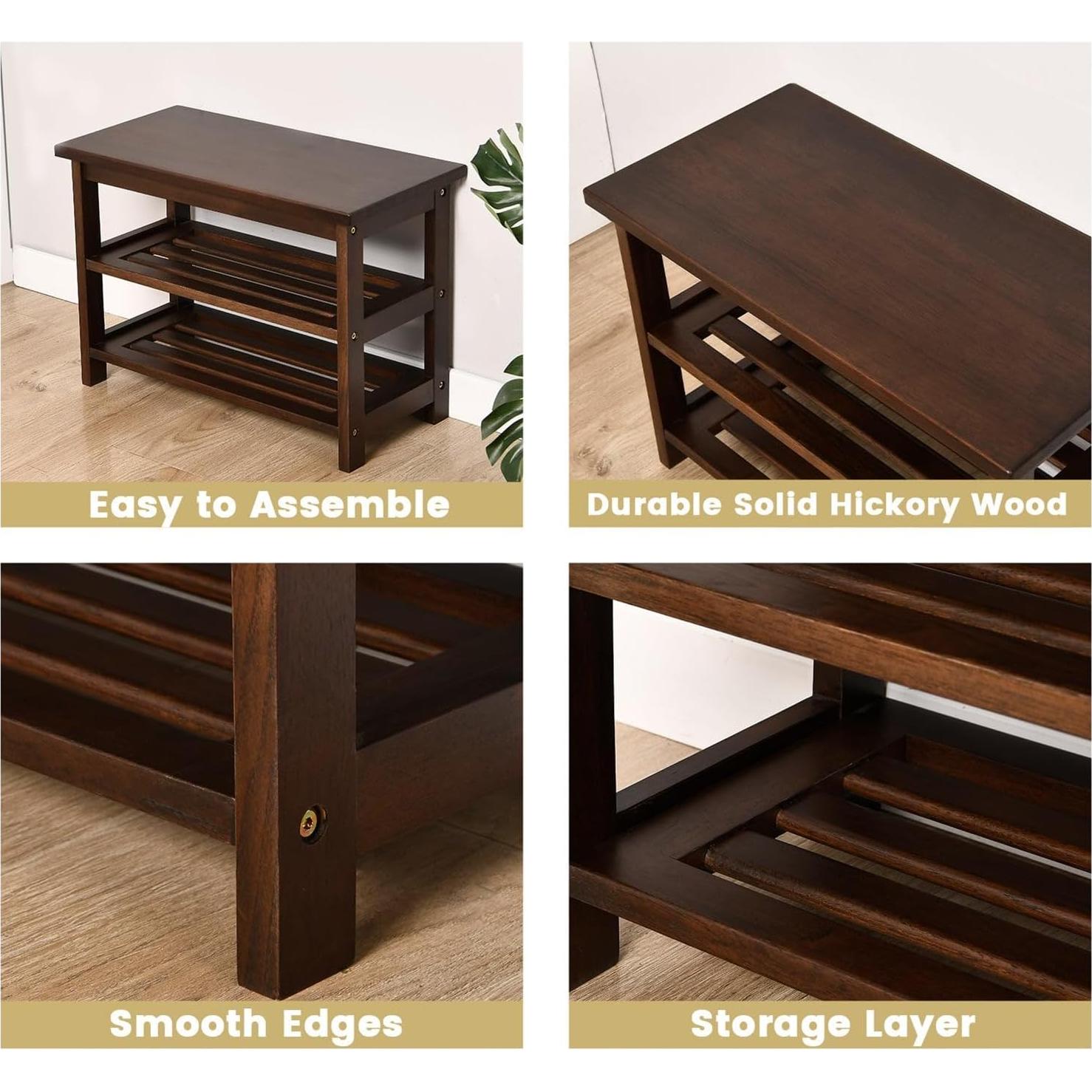 Banco de Zapatos CONSDAN de Madera Nogal Oscuro 3 Niveles