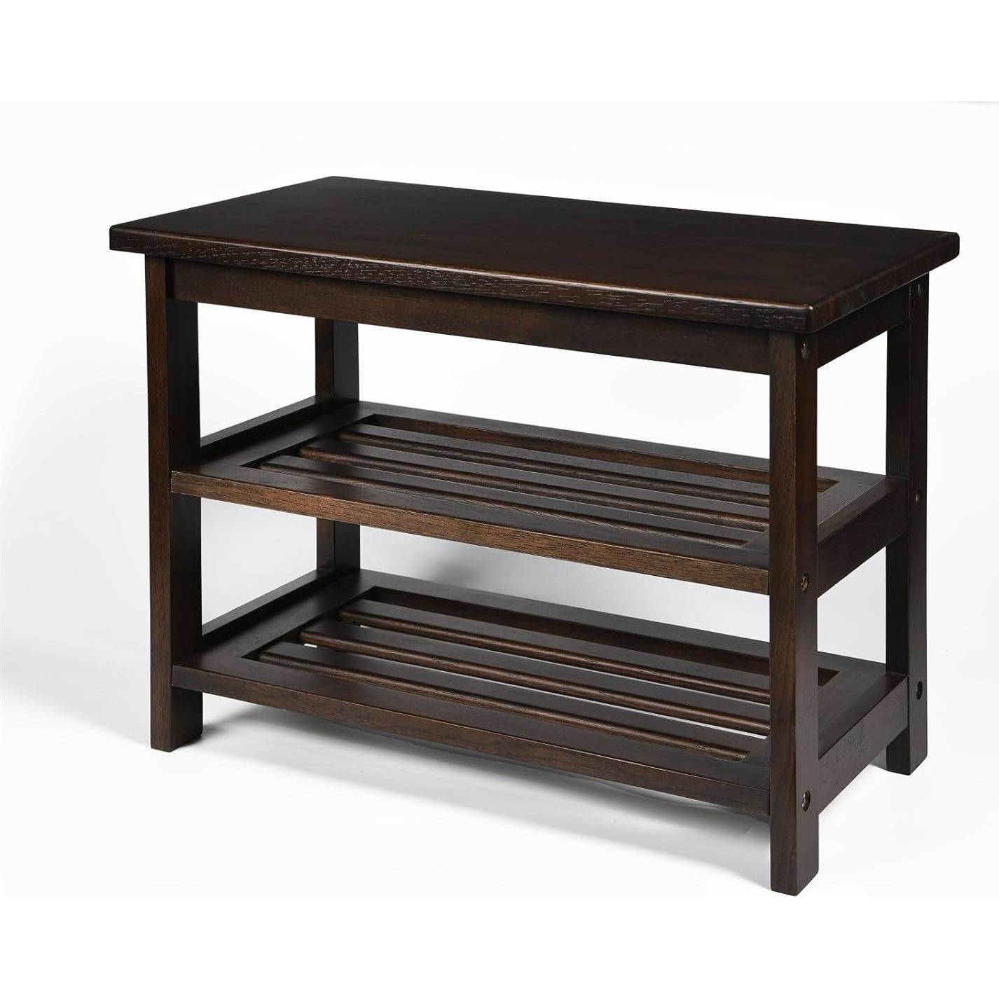Banco de Zapatos CONSDAN de Madera Nogal Oscuro 3 Niveles