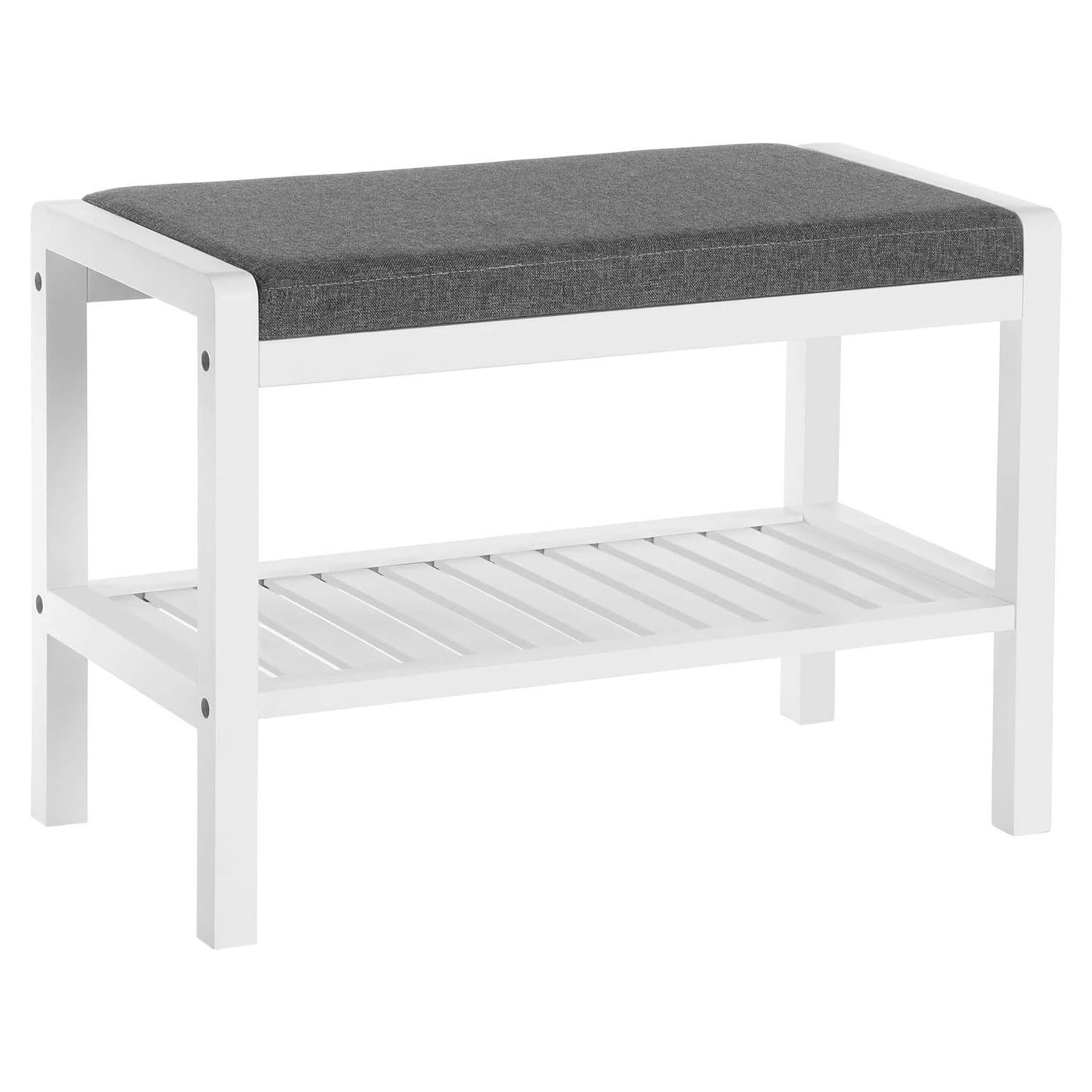 Banco para Zapatos SONGMICS con Cojín Tapizado Gris y Blanco
