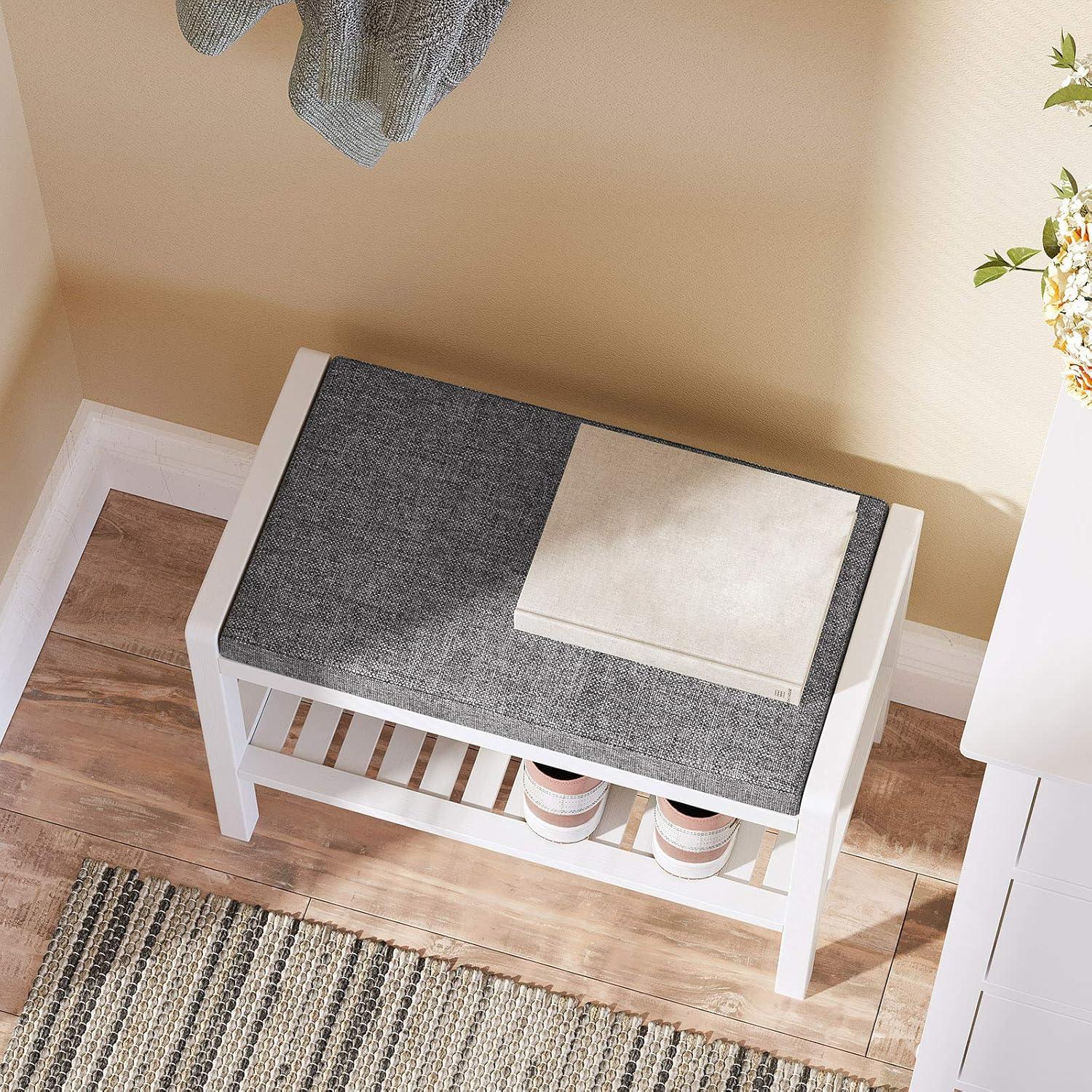 Banco para Zapatos SONGMICS con Cojín Tapizado Gris y Blanco