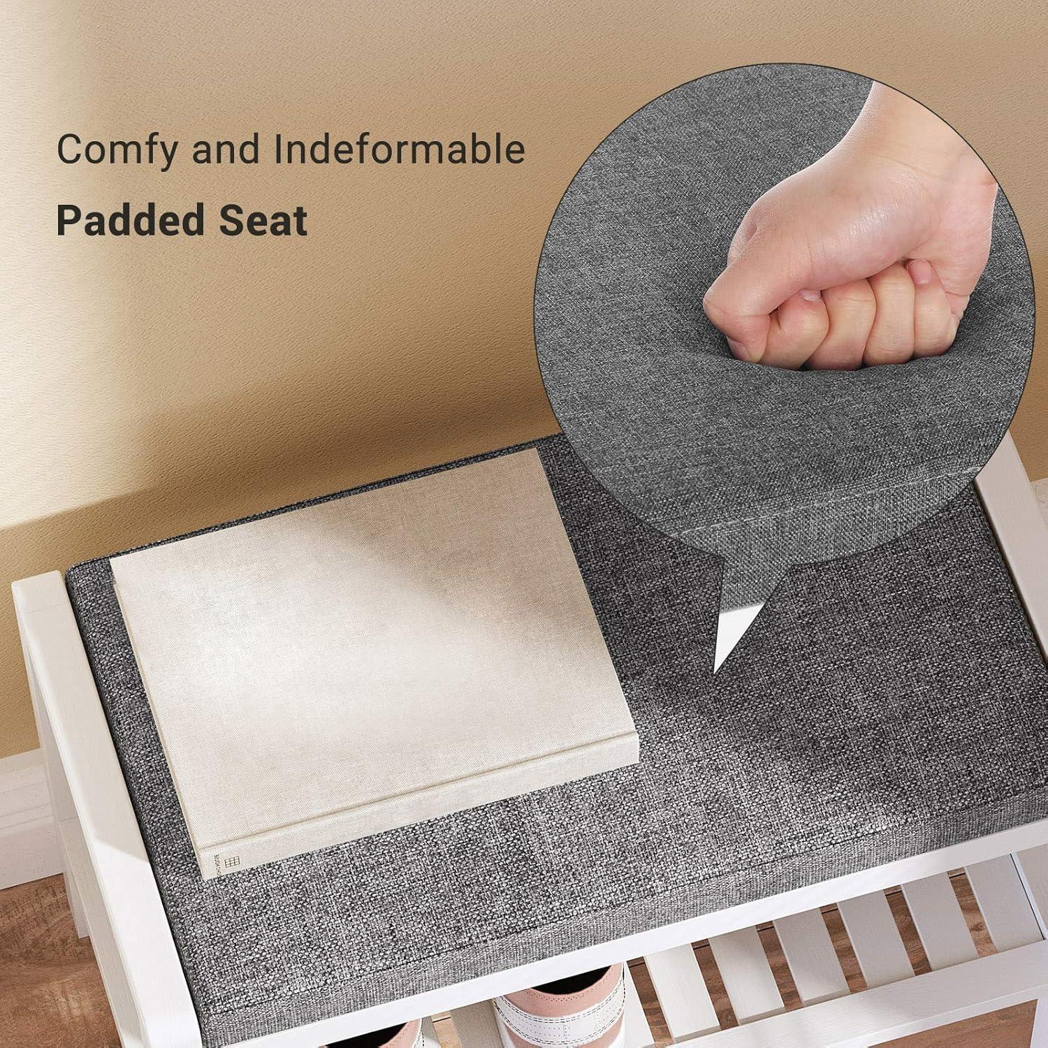 Banco para Zapatos SONGMICS con Cojín Tapizado Gris y Blanco