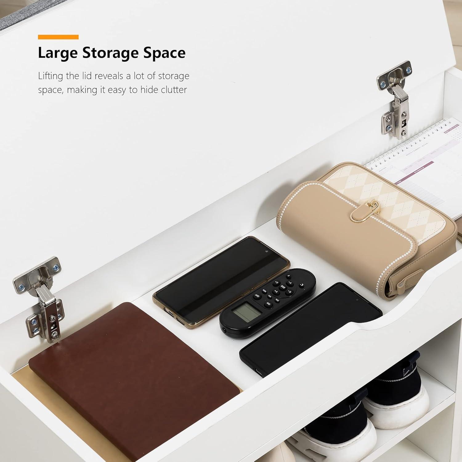 Banco de Almacenamiento de Zapatos WelFurGeer Blanco y Gris