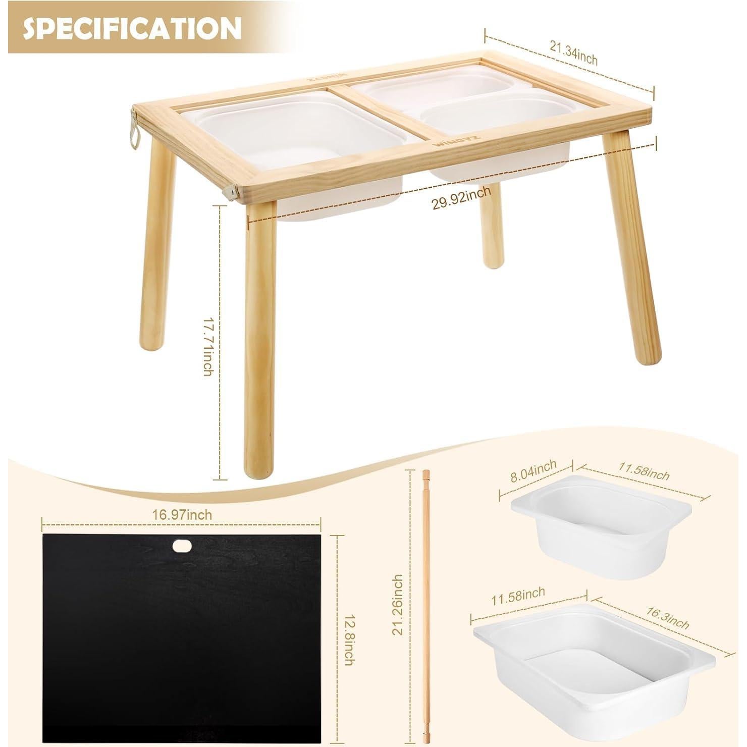 Mesa Sensorial para Niños Wingyz 76x53 cm Madera Blanca
