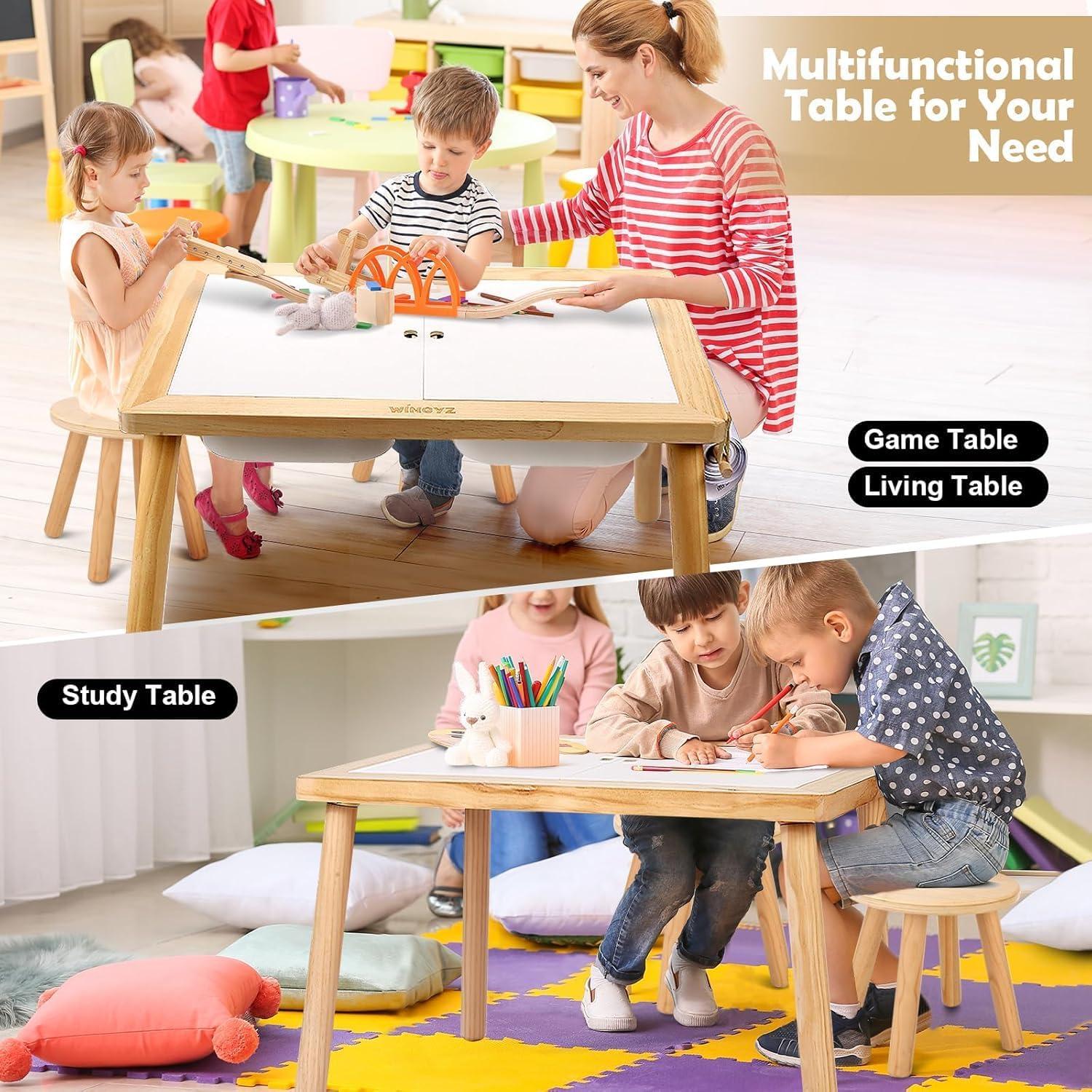 Mesa Sensorial para Niños Wingyz 76x53 cm Madera Blanca