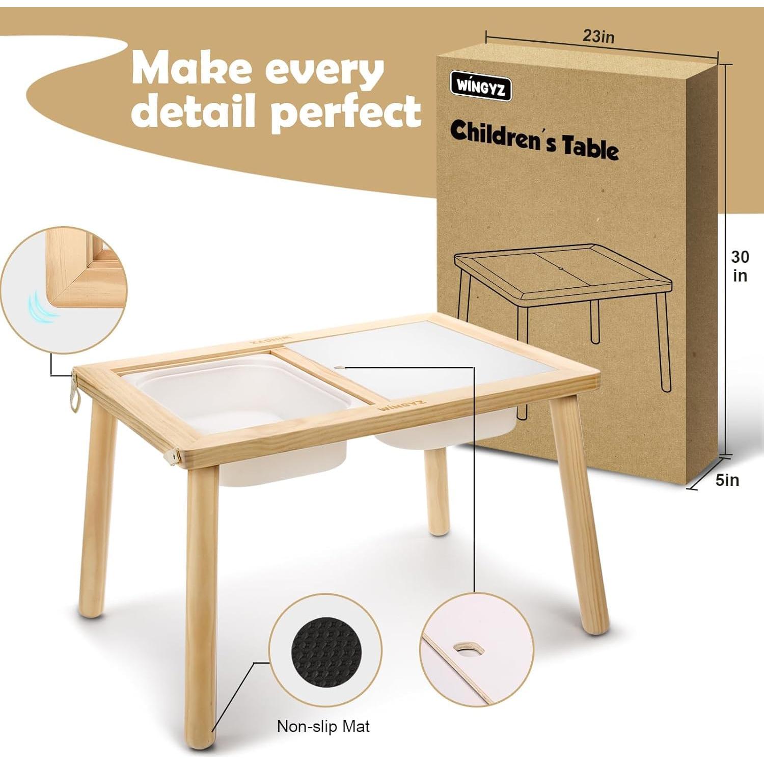 Mesa Sensorial para Niños Wingyz 76x53 cm Madera Blanca
