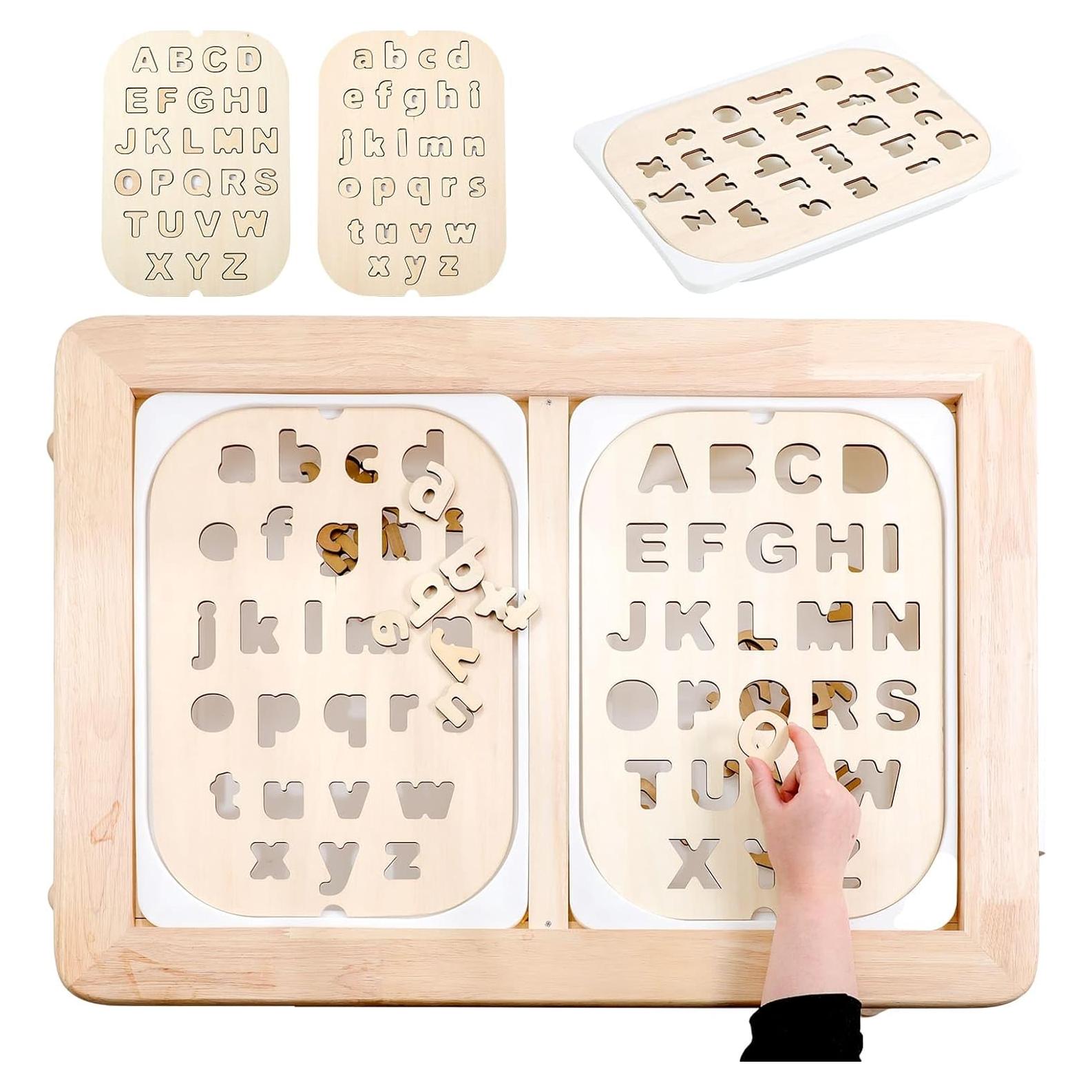 Conjunto de Tablero Alfabético de Madera IEATFO - Letras Mayúsculas y Minúsculas