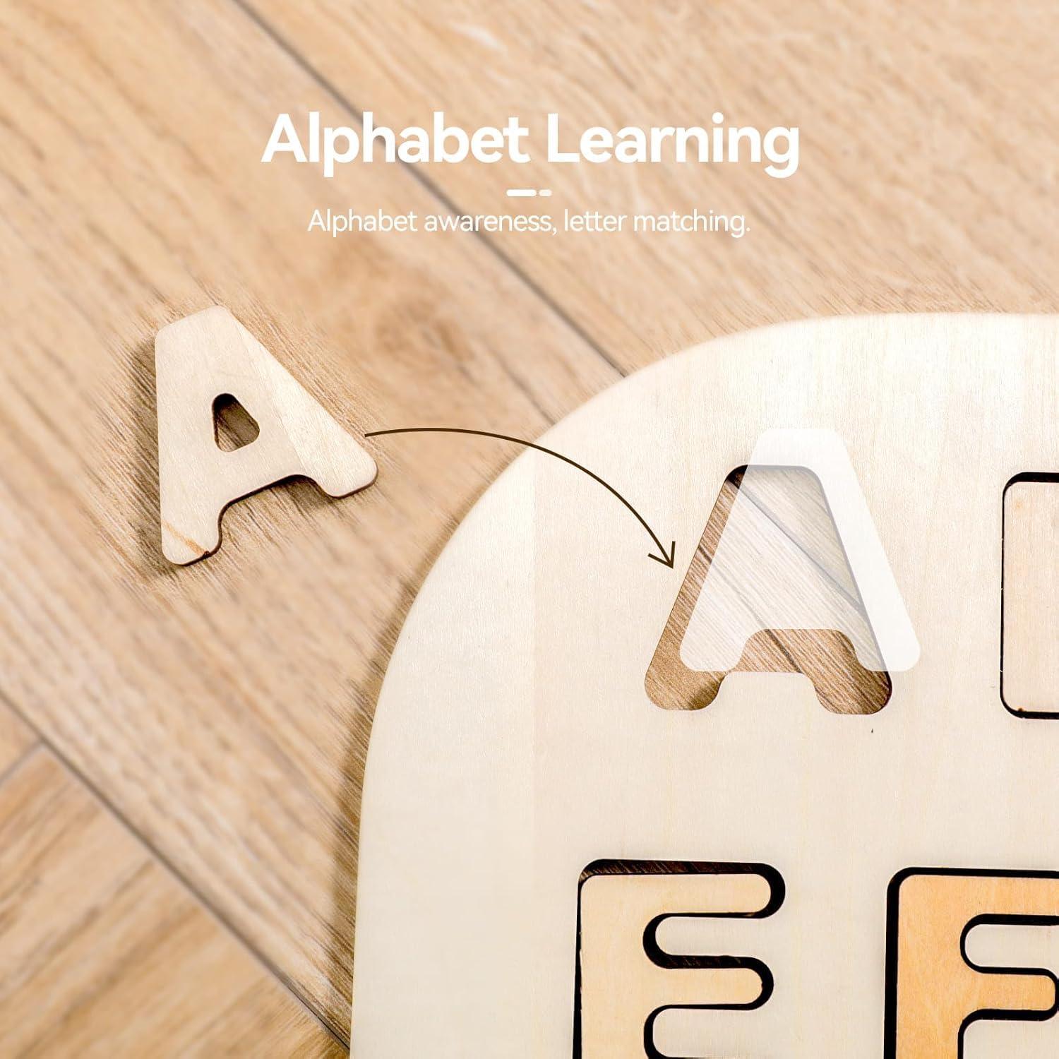 Conjunto de Tablero Alfabético de Madera IEATFO - Letras Mayúsculas y Minúsculas