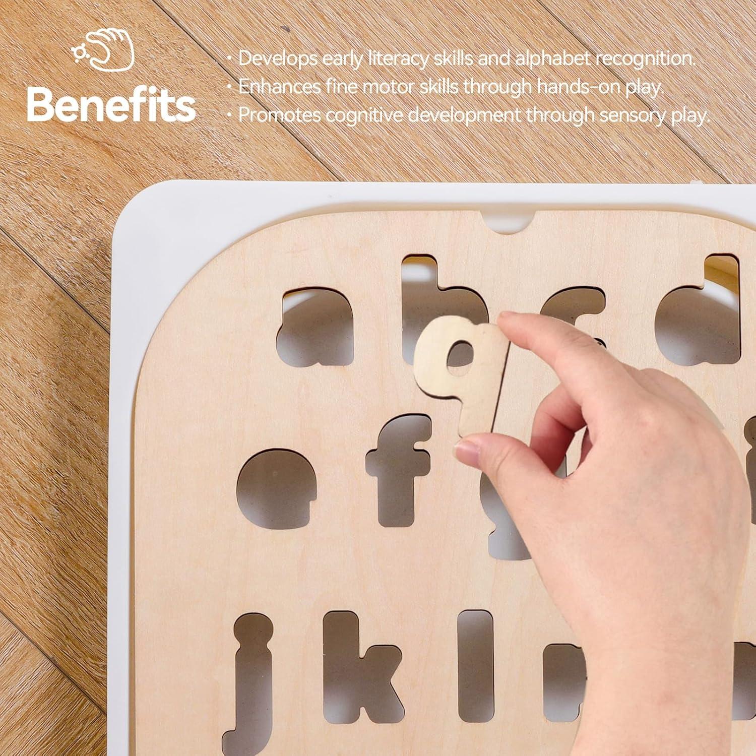 Conjunto de Tablero Alfabético de Madera IEATFO - Letras Mayúsculas y Minúsculas