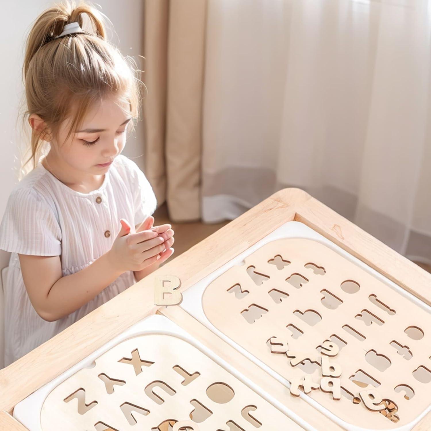 Conjunto de Tablero Alfabético de Madera IEATFO - Letras Mayúsculas y Minúsculas
