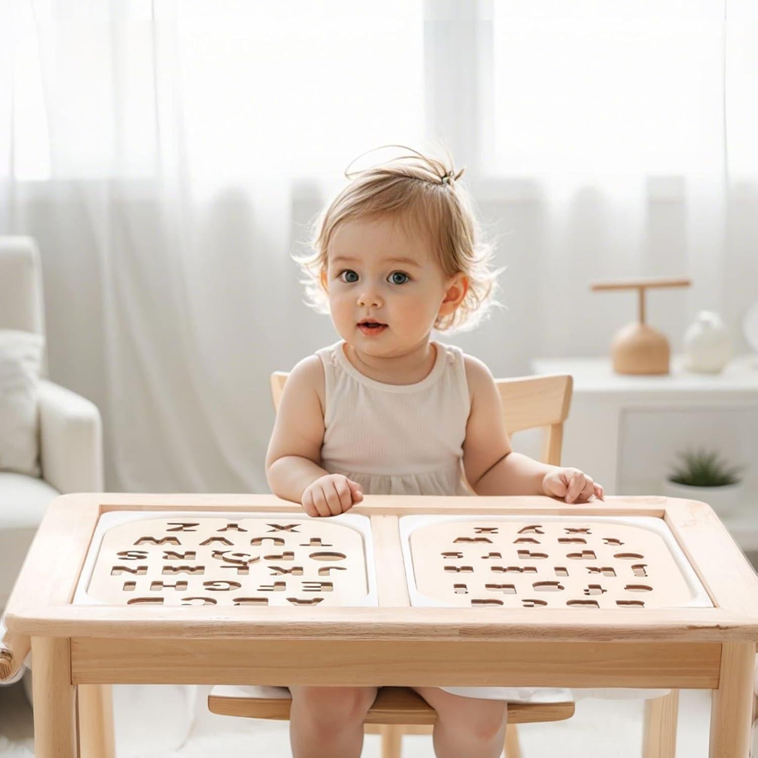 Conjunto de Tablero Alfabético de Madera IEATFO - Letras Mayúsculas y Minúsculas