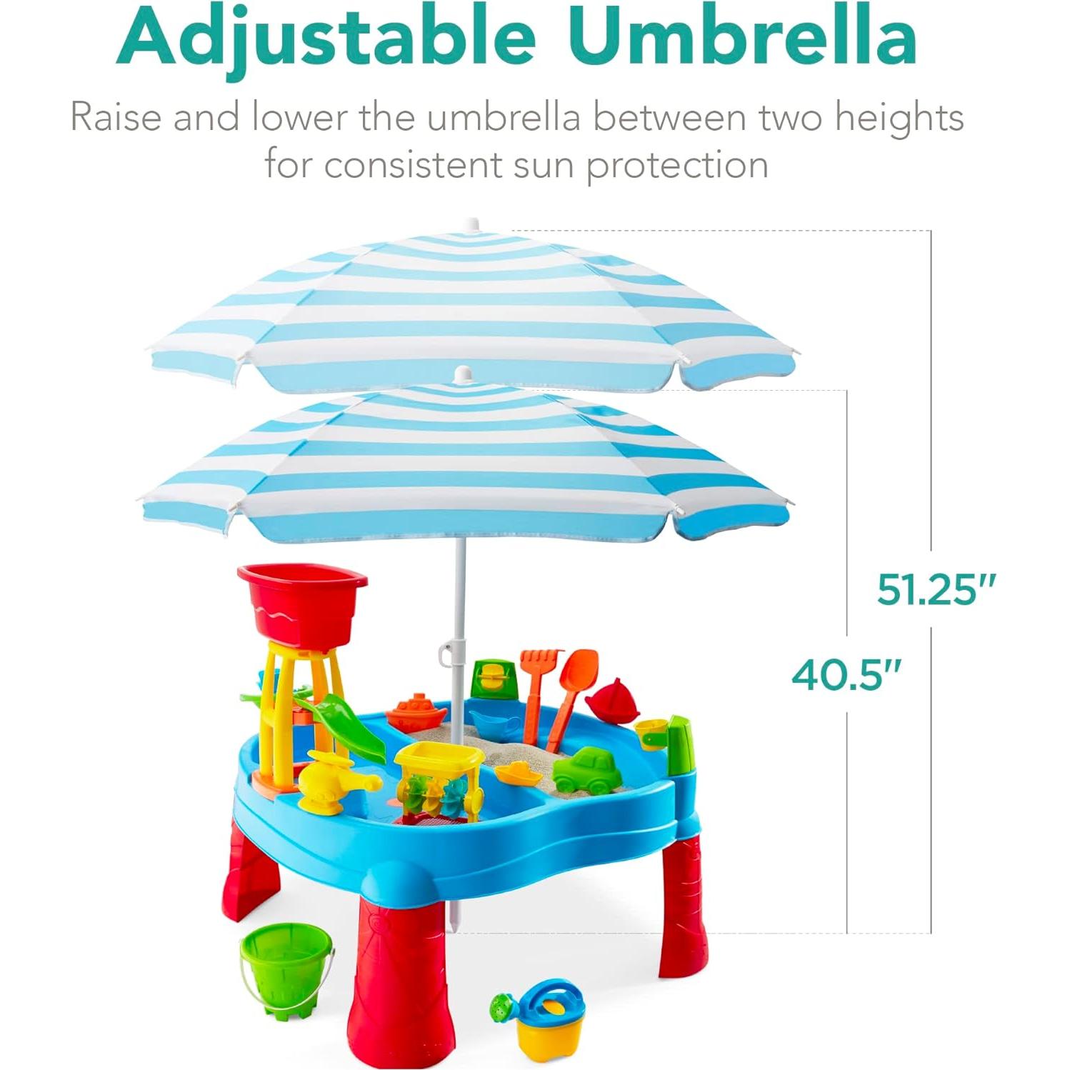 Mesa de Actividad al Aire Libre Mejor Opción 2-en-1 con Paraguas