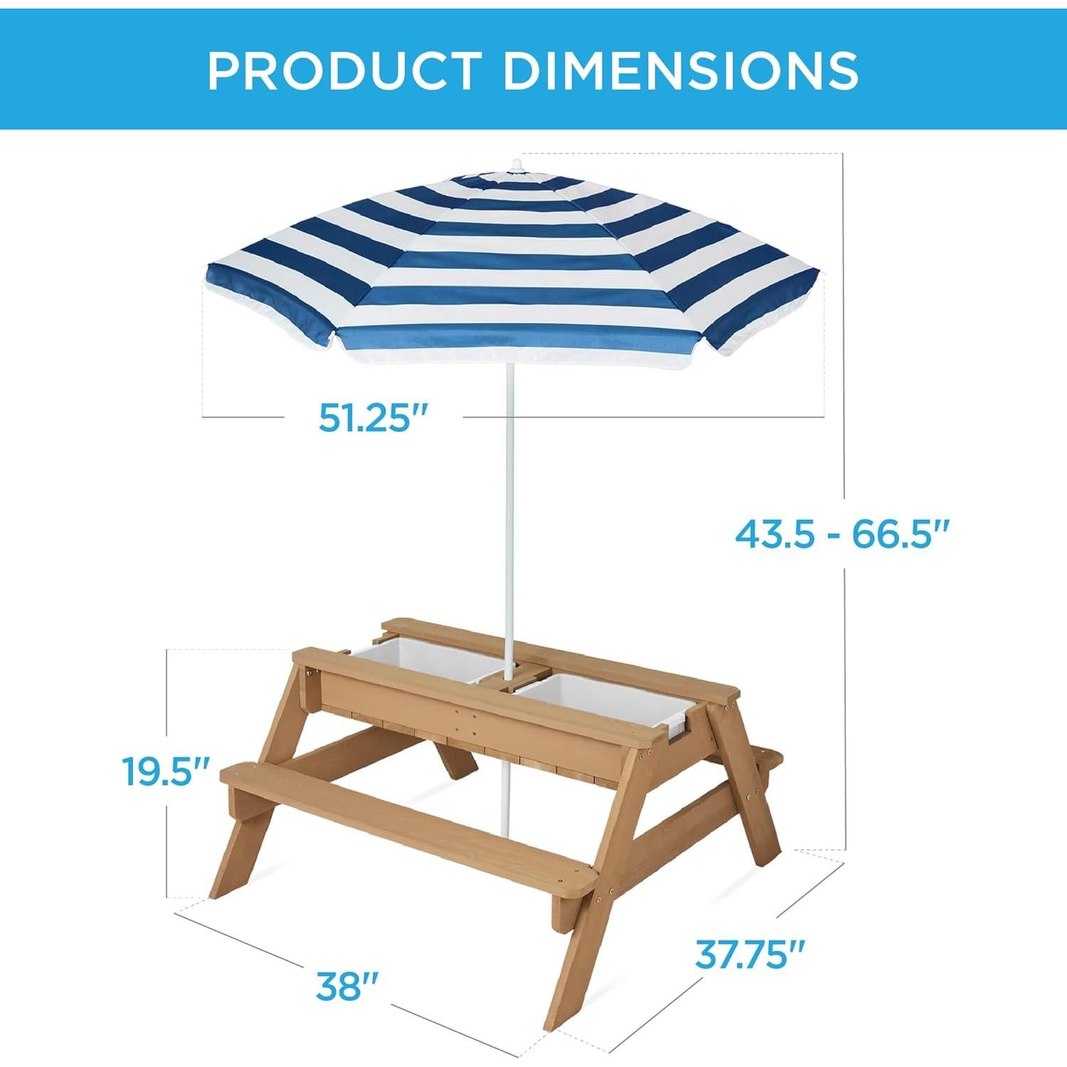 Mesa de Picnic 3-en-1 Mejor Opción Productos para Niños - Marino