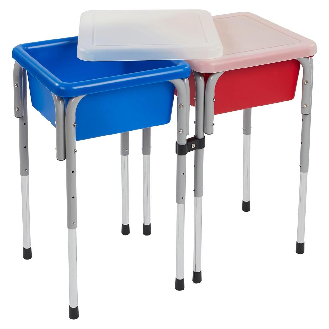 Mesa de Juego Sensorial ECR4Kids Ajustable 2 Estaciones Azul/Rojo