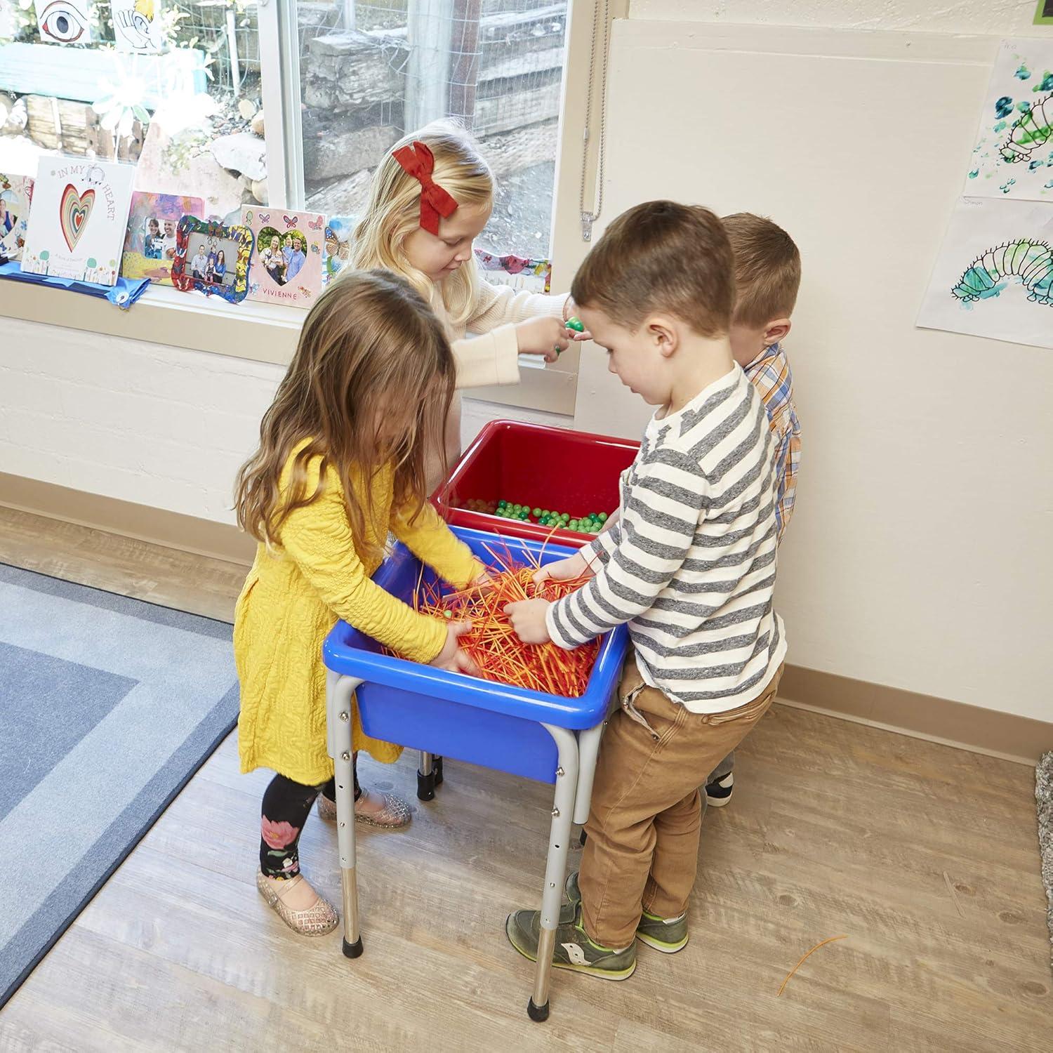 Mesa de Juego Sensorial ECR4Kids Ajustable 2 Estaciones Azul/Rojo