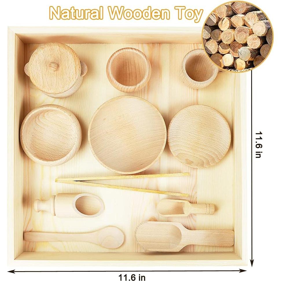 Caja Sensorial Montessori Yowlieu con 11 Herramientas de Madera